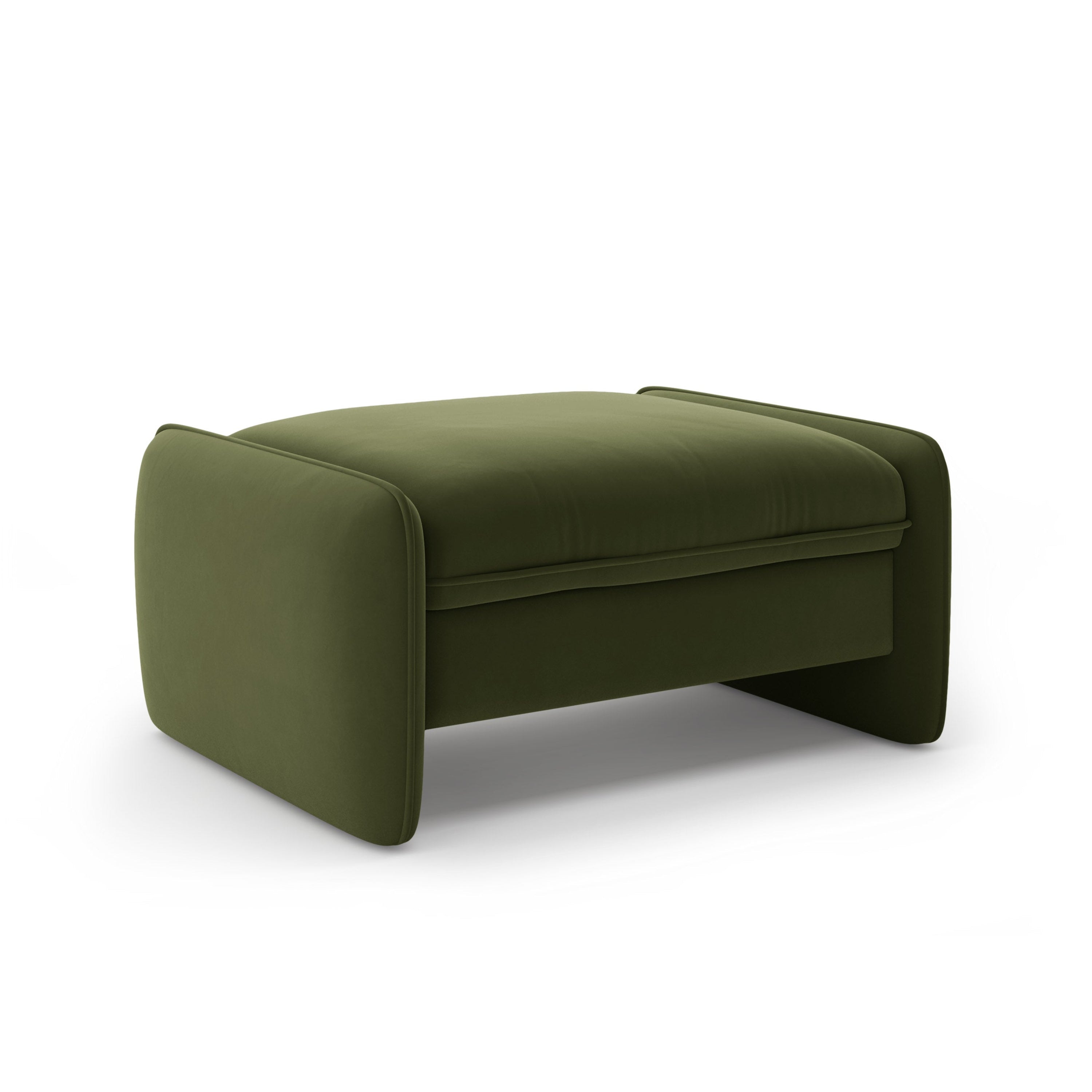 Velvet pouf GEORGIA military green