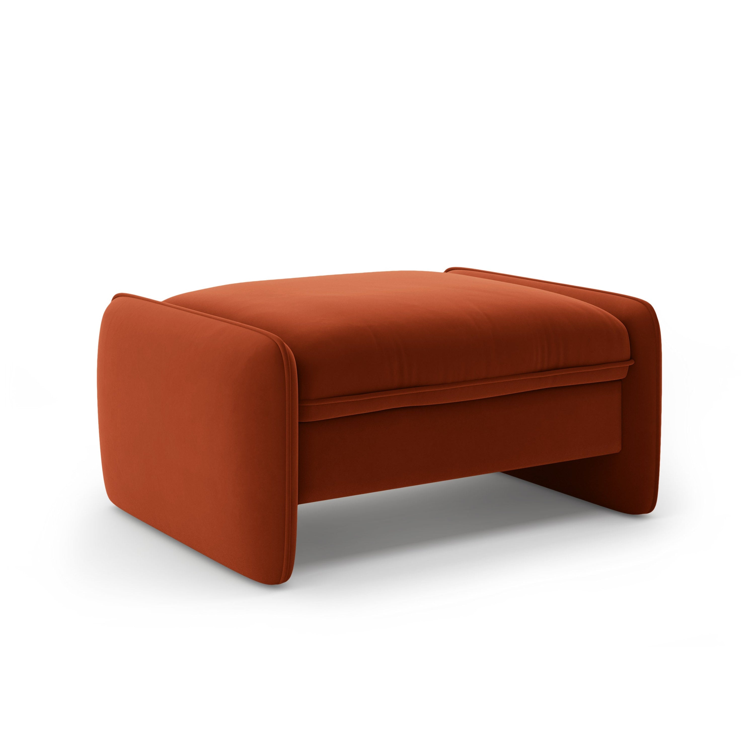 Velvet pouf GEORGIA in chestnut brown