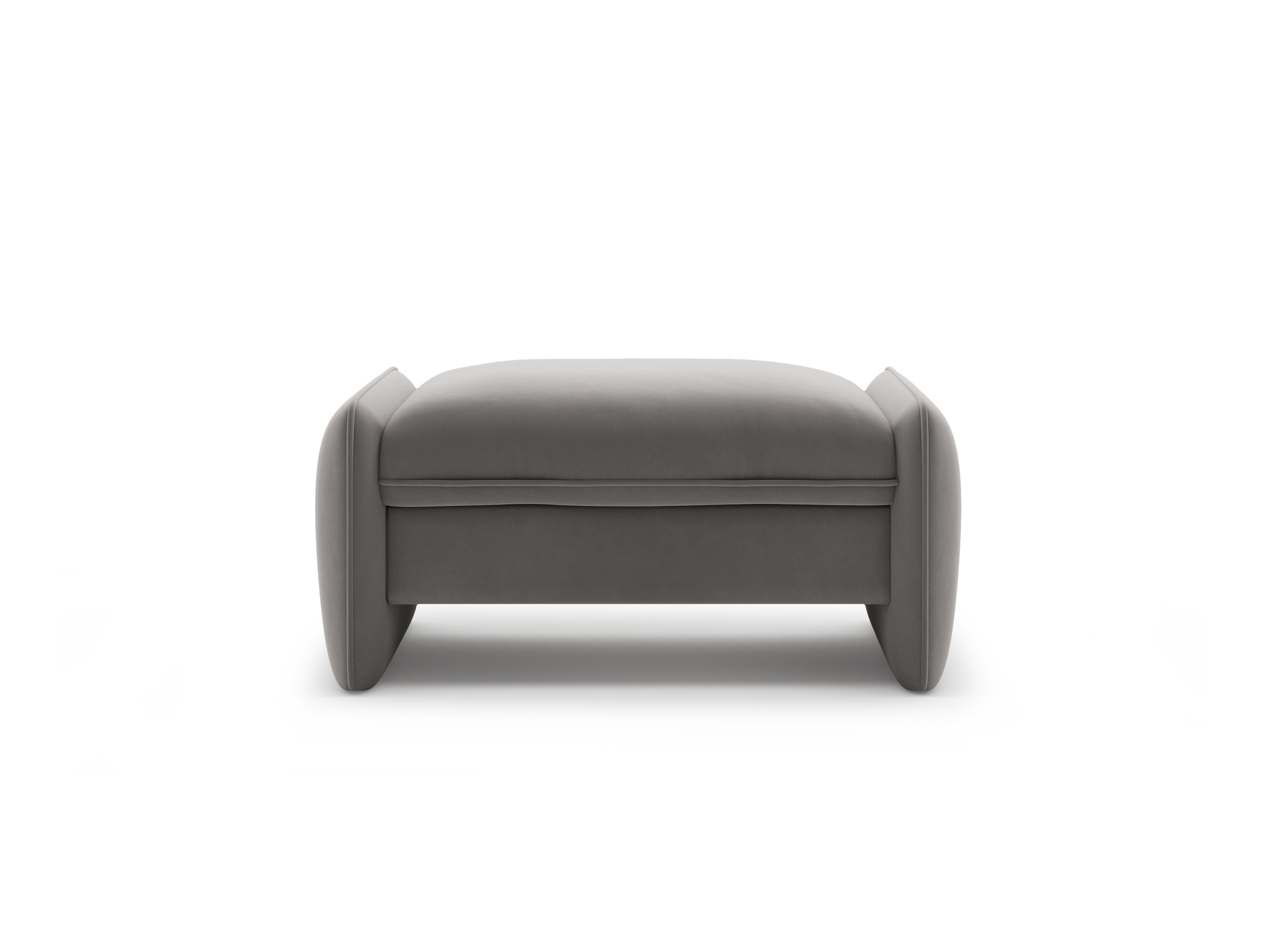 Gray velvet pouf GEORGIA