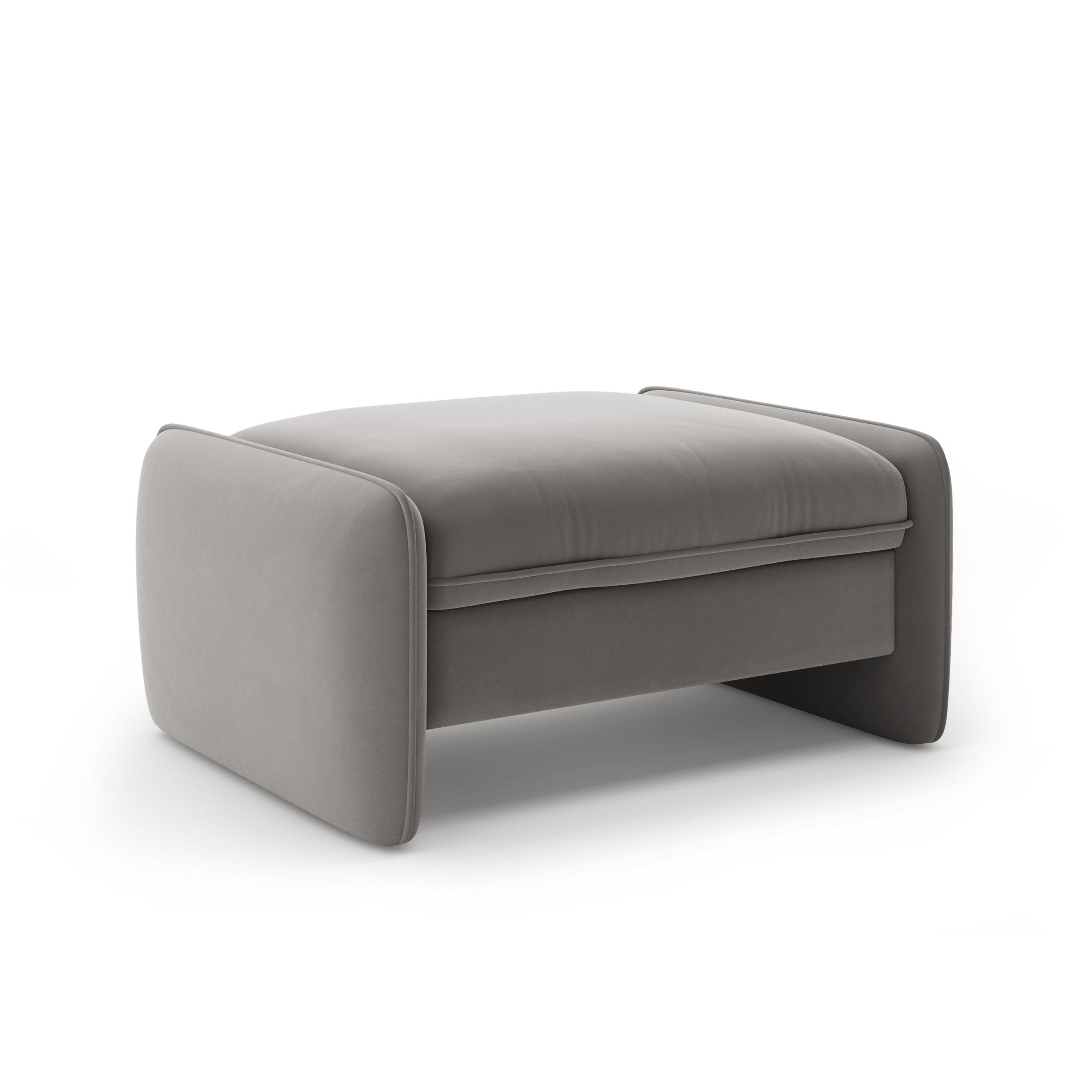 Gray velvet pouf GEORGIA