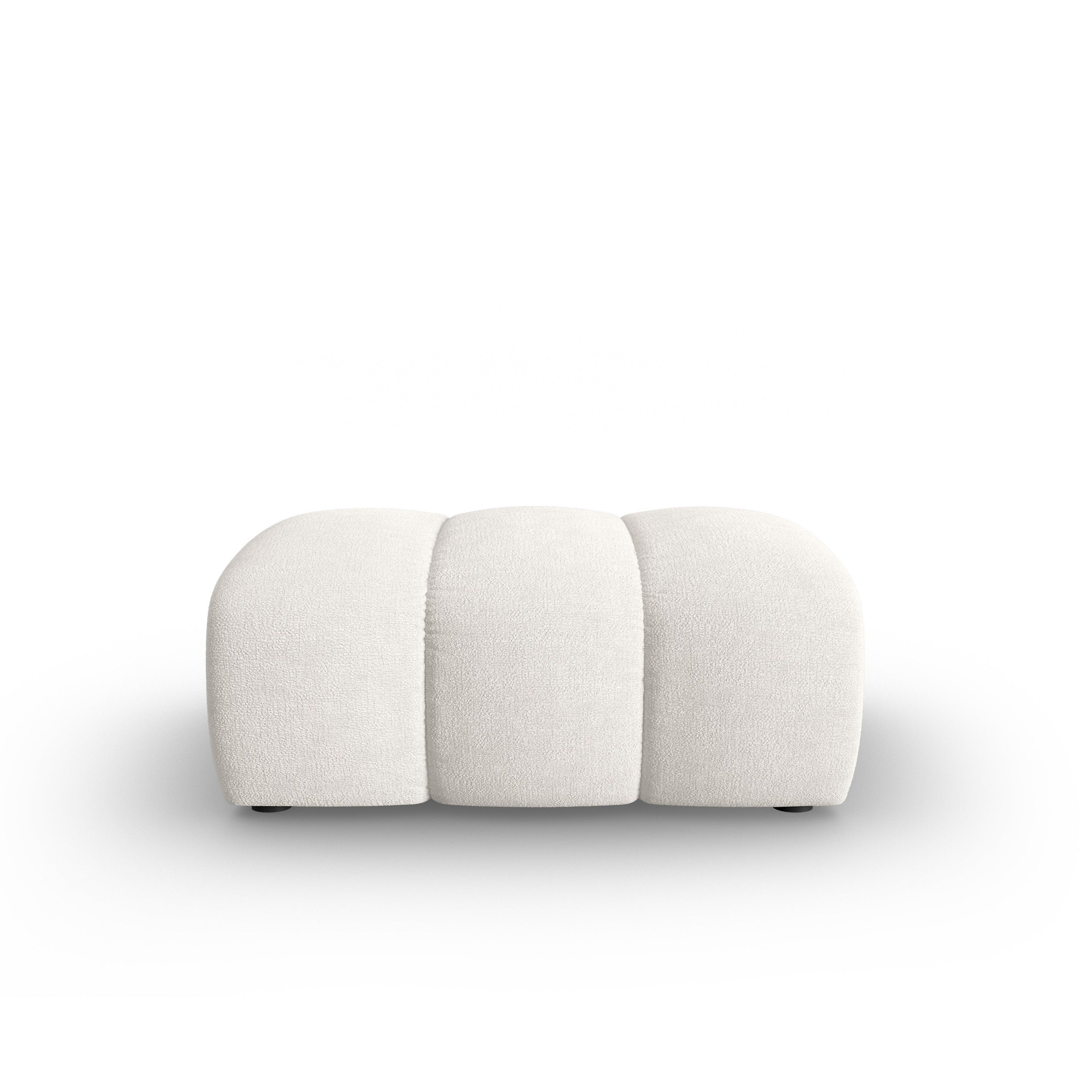Puf w tkaninie szenilowej LUPINE jasnobeżowy do salonu