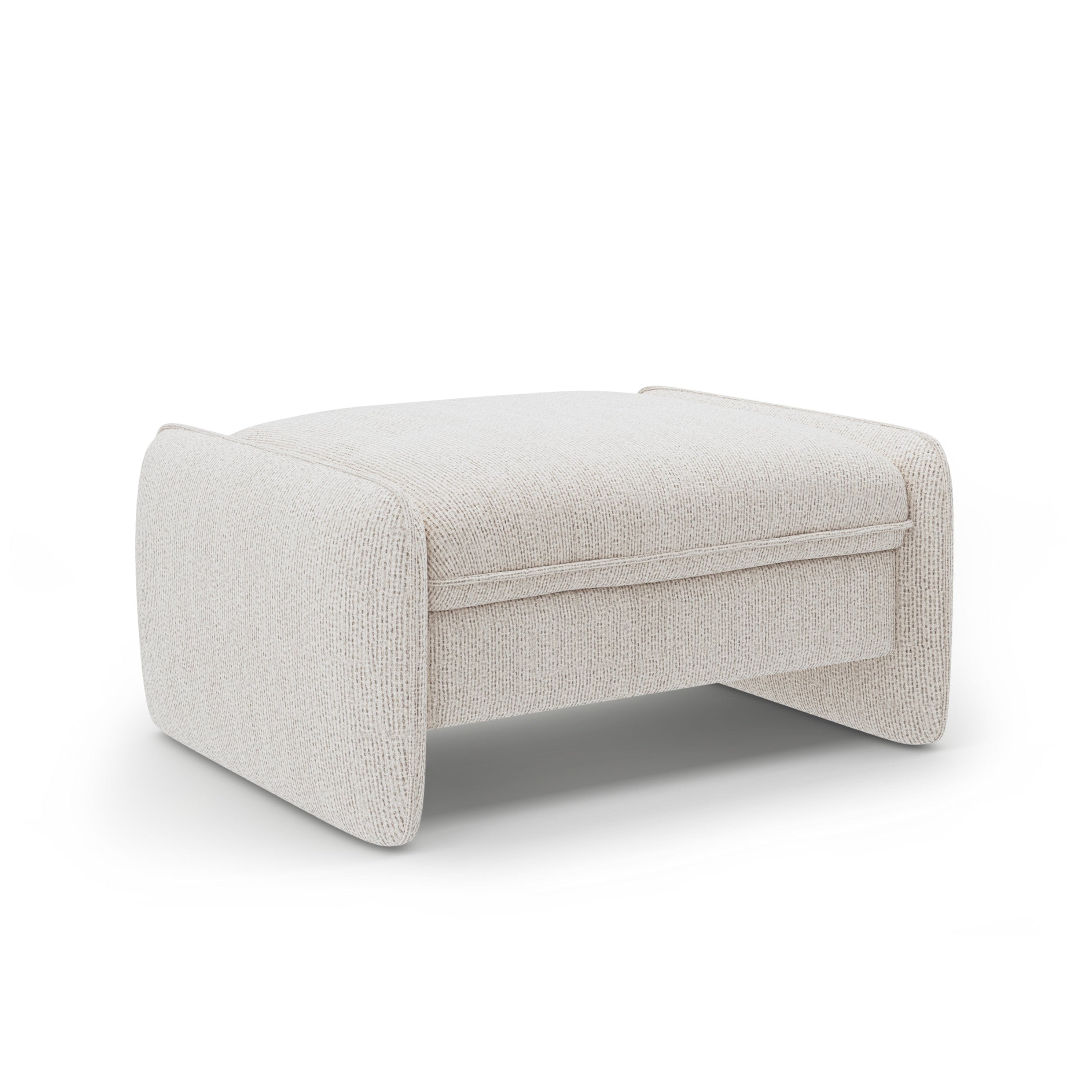 Georgia Pouf in Beige Chenille