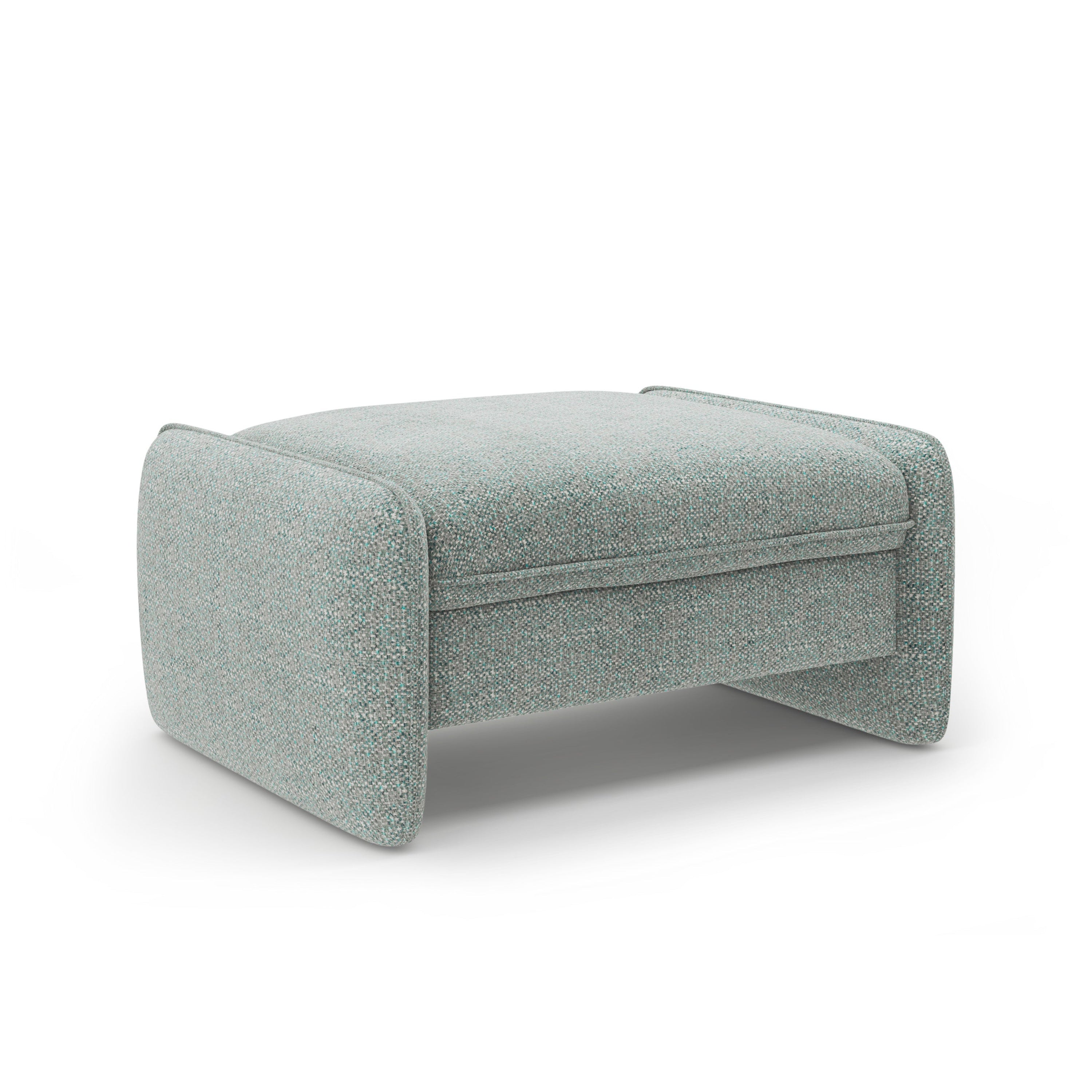 GEORGIA pouf in extinguished blue chenille
