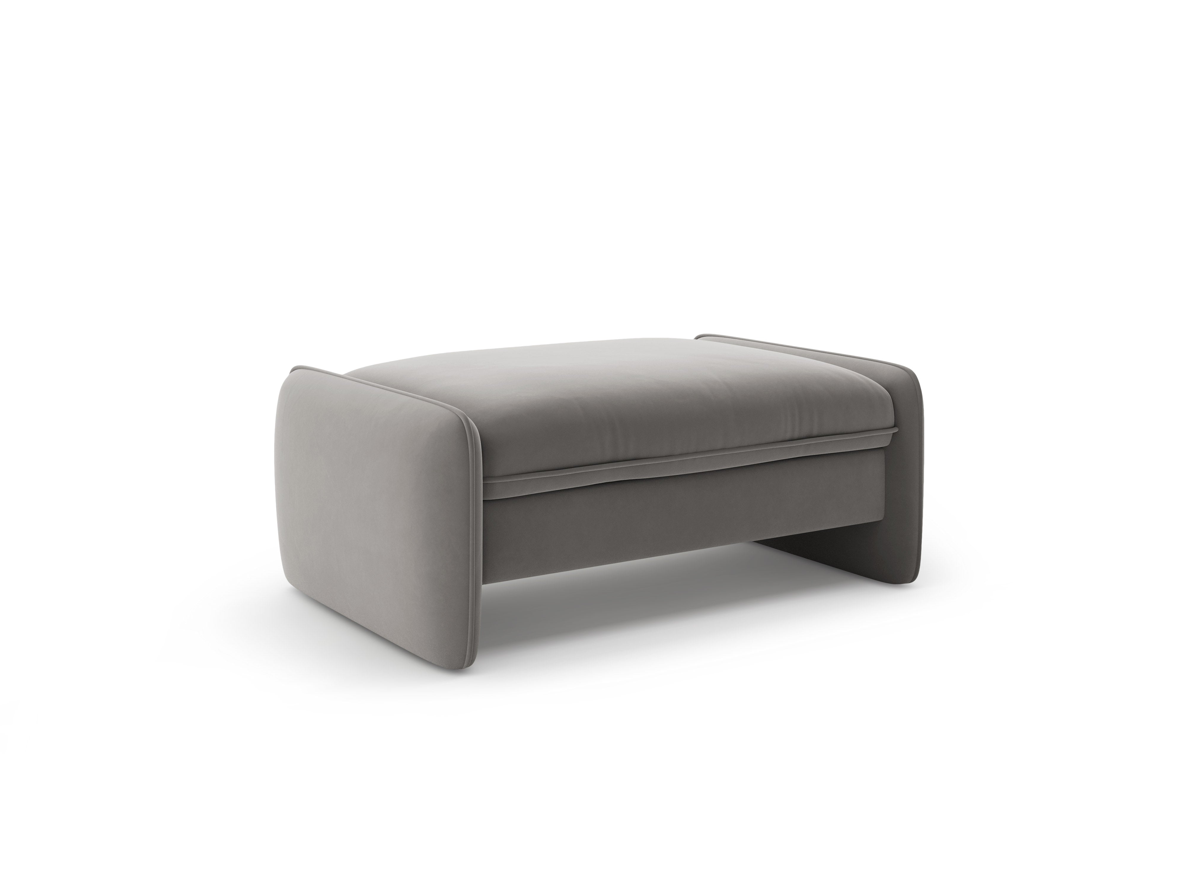 Gray velvet pouf GEORGIA