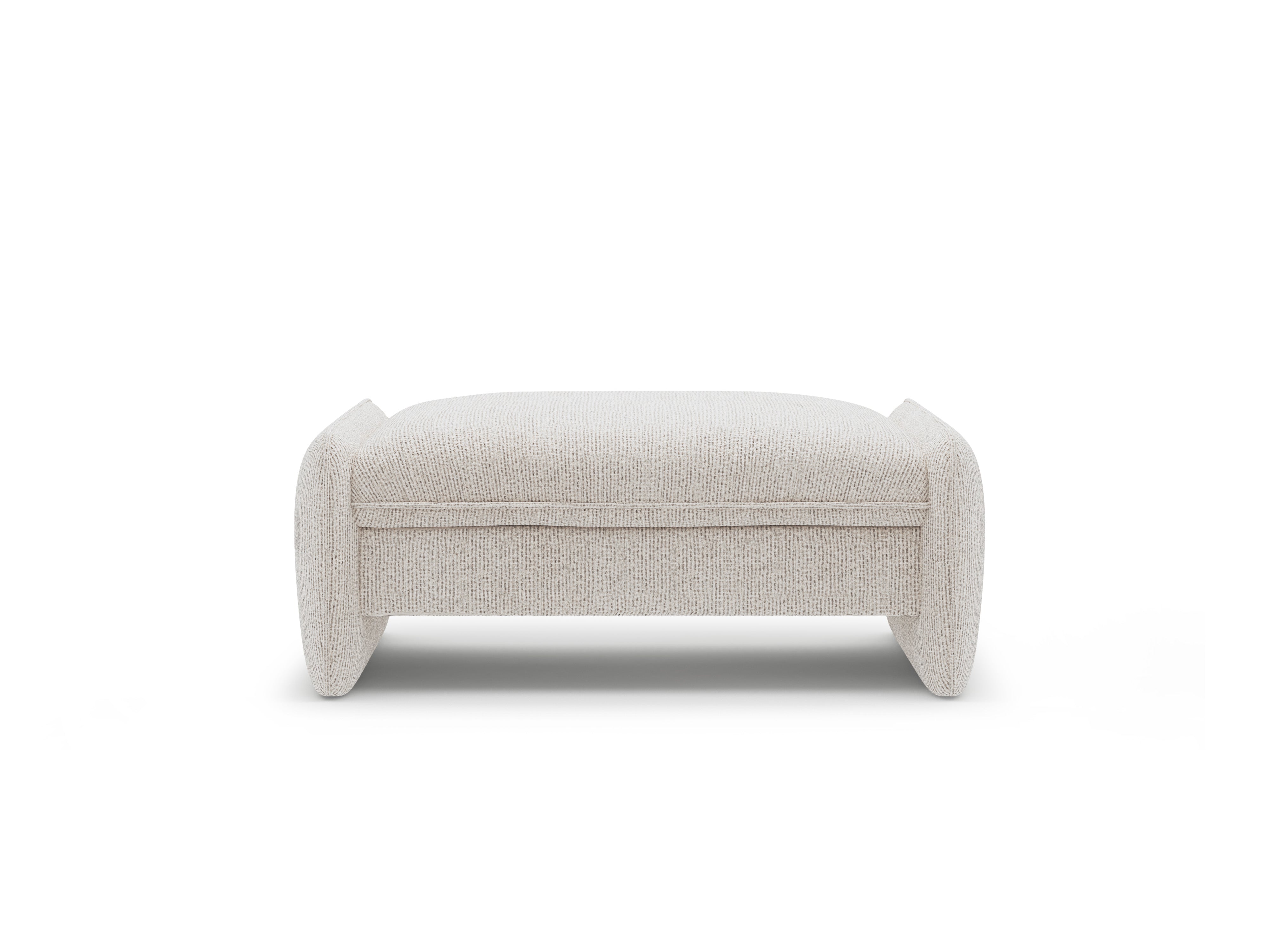 Georgia Pouf in Beige Chenille