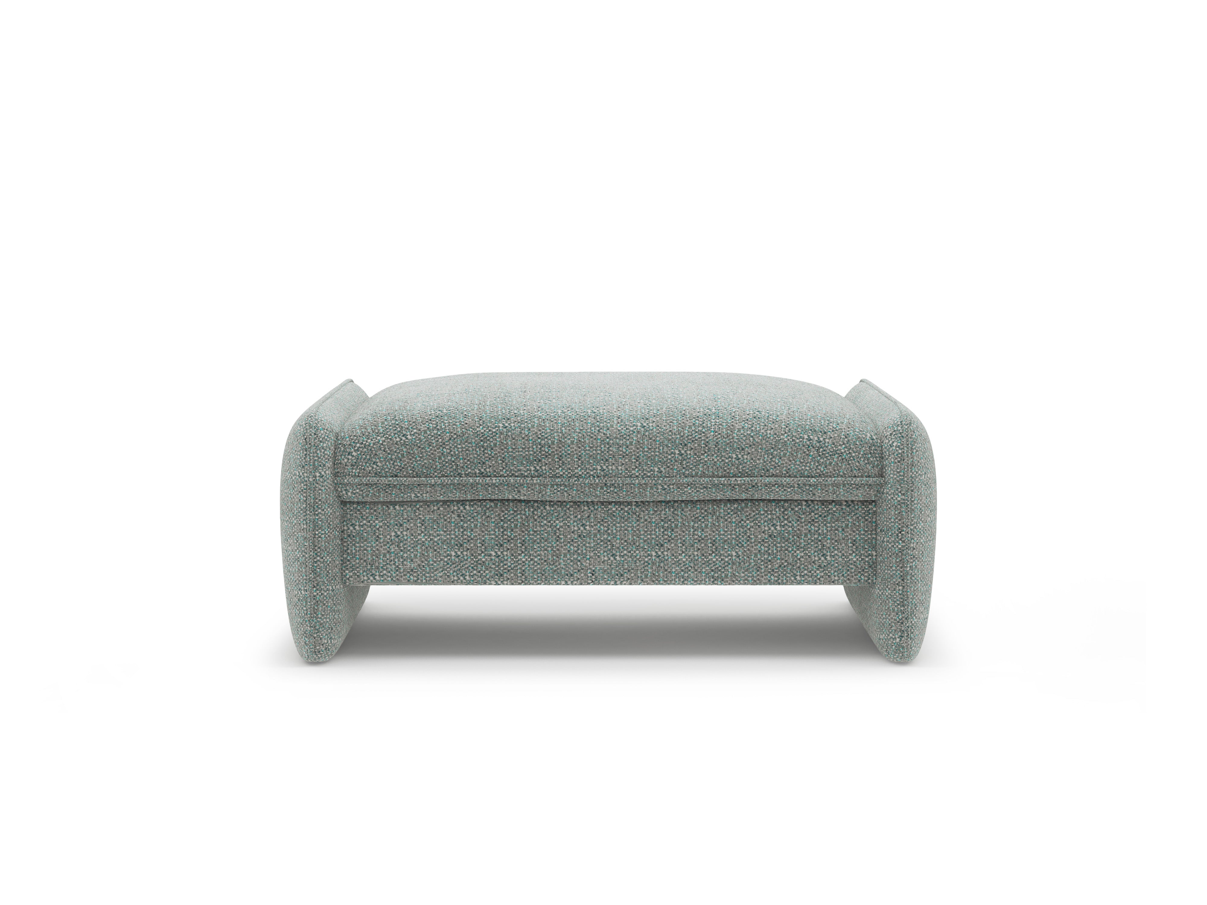 GEORGIA pouf in extinguished blue chenille