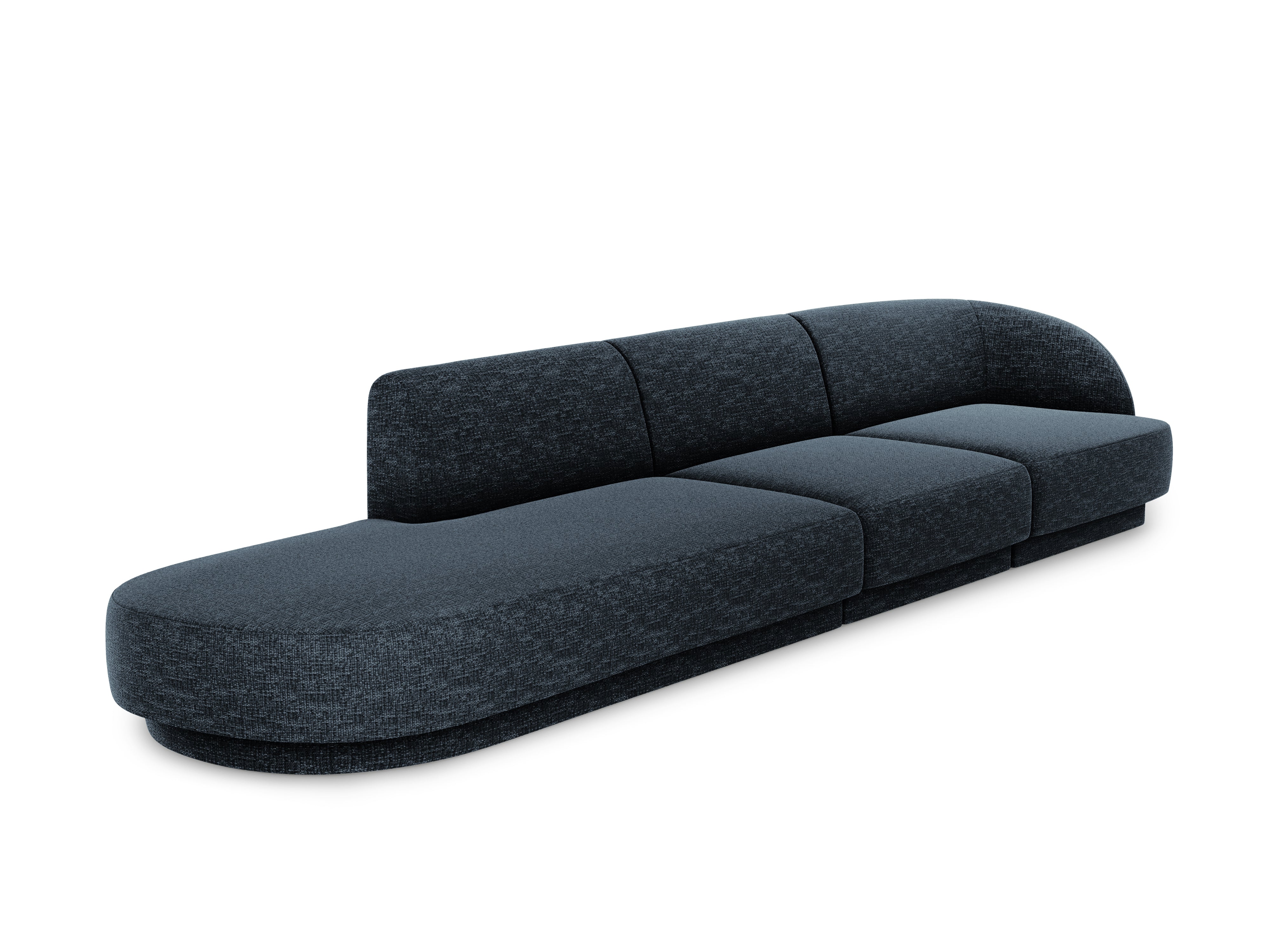Sofa lewostronna 4-osobowa w tkaninie szenilowej otwarta MILEY granatowy Micadoni    Eye on Design