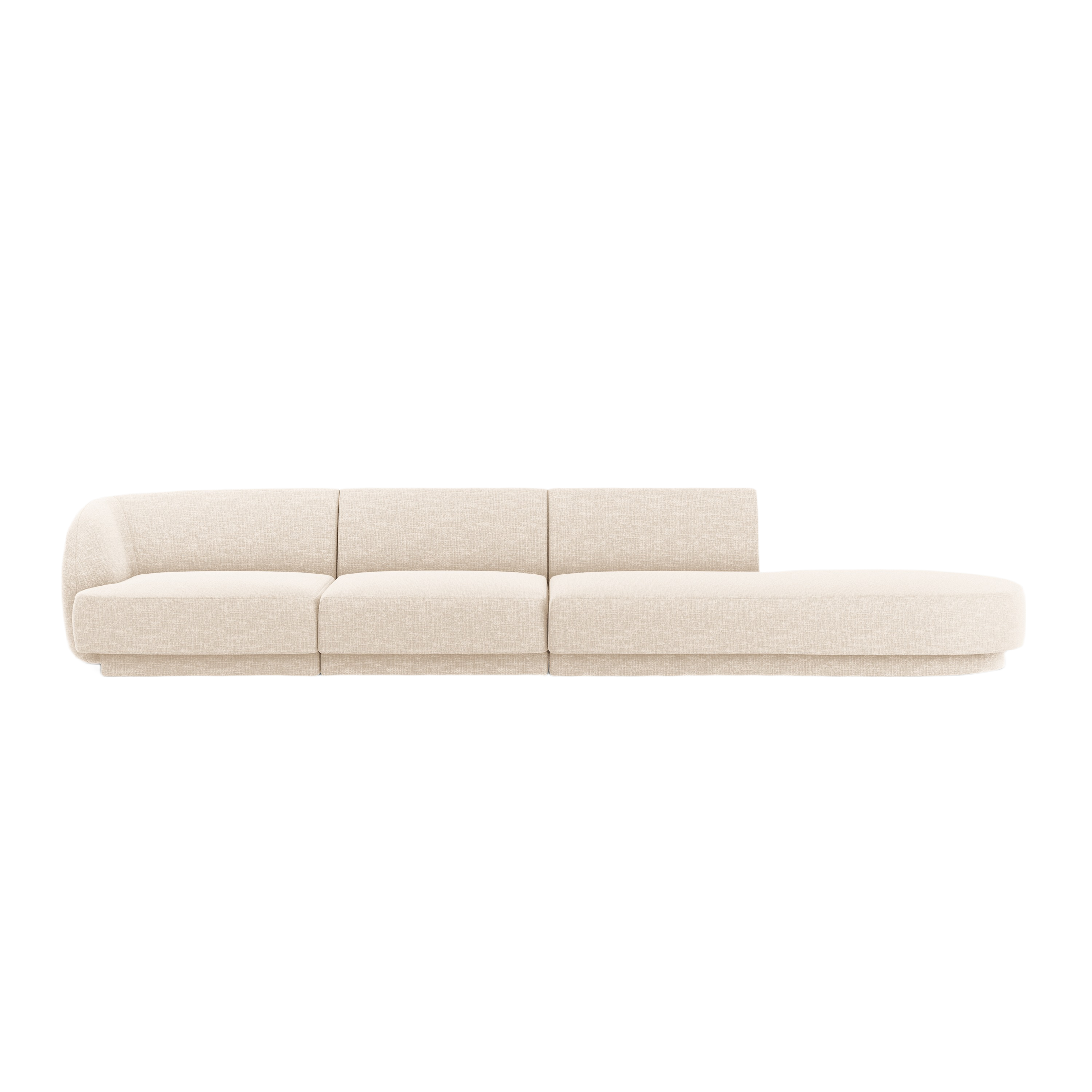 Sofa rechtsseitig 4-sitzig offen MILEY hellbeige schimmernder Chenille