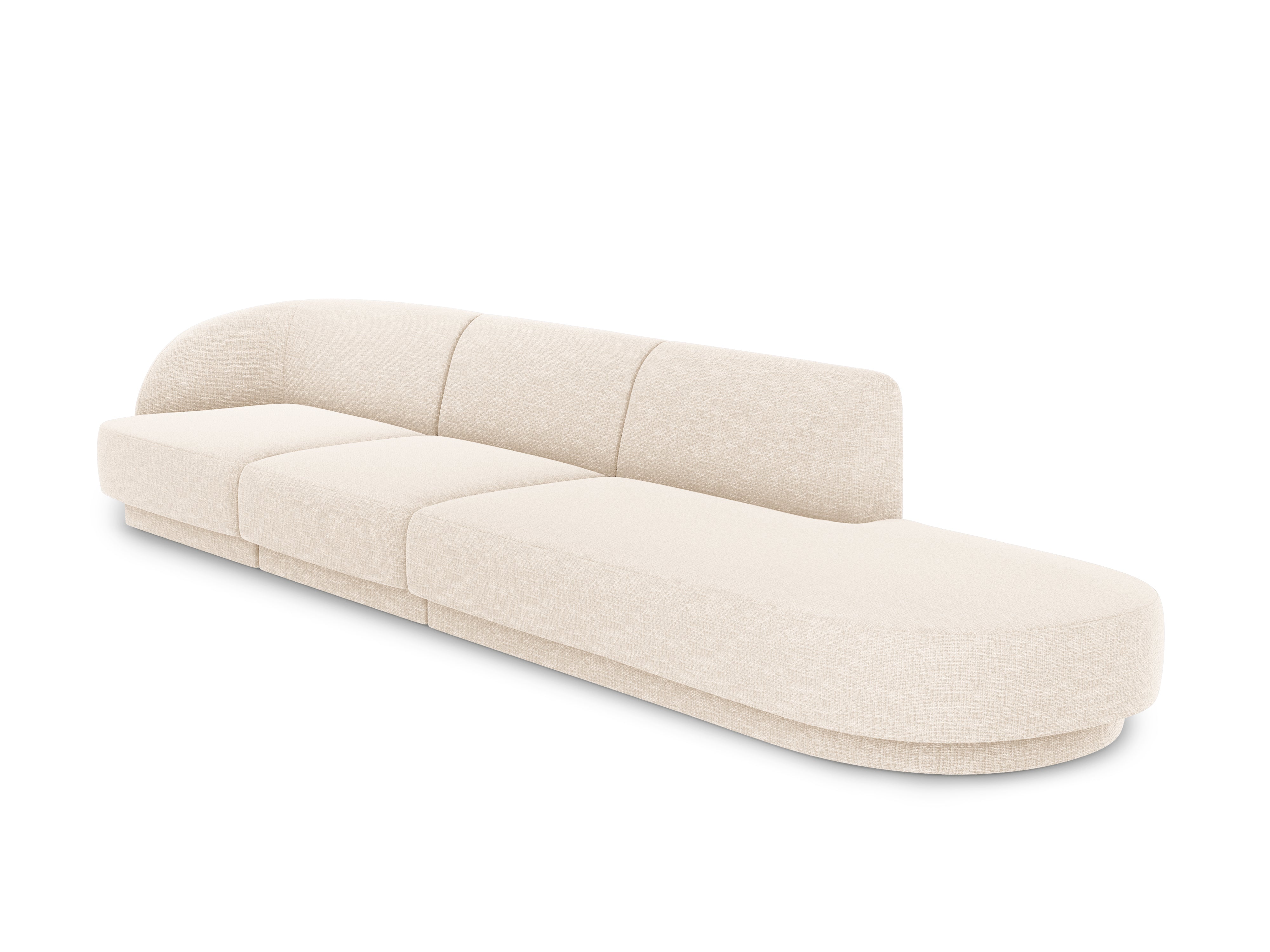 Sofa prawostronna 4-osobowa w tkaninie szenilowej otwarta MILEY jasnobeżowy Micadoni    Eye on Design