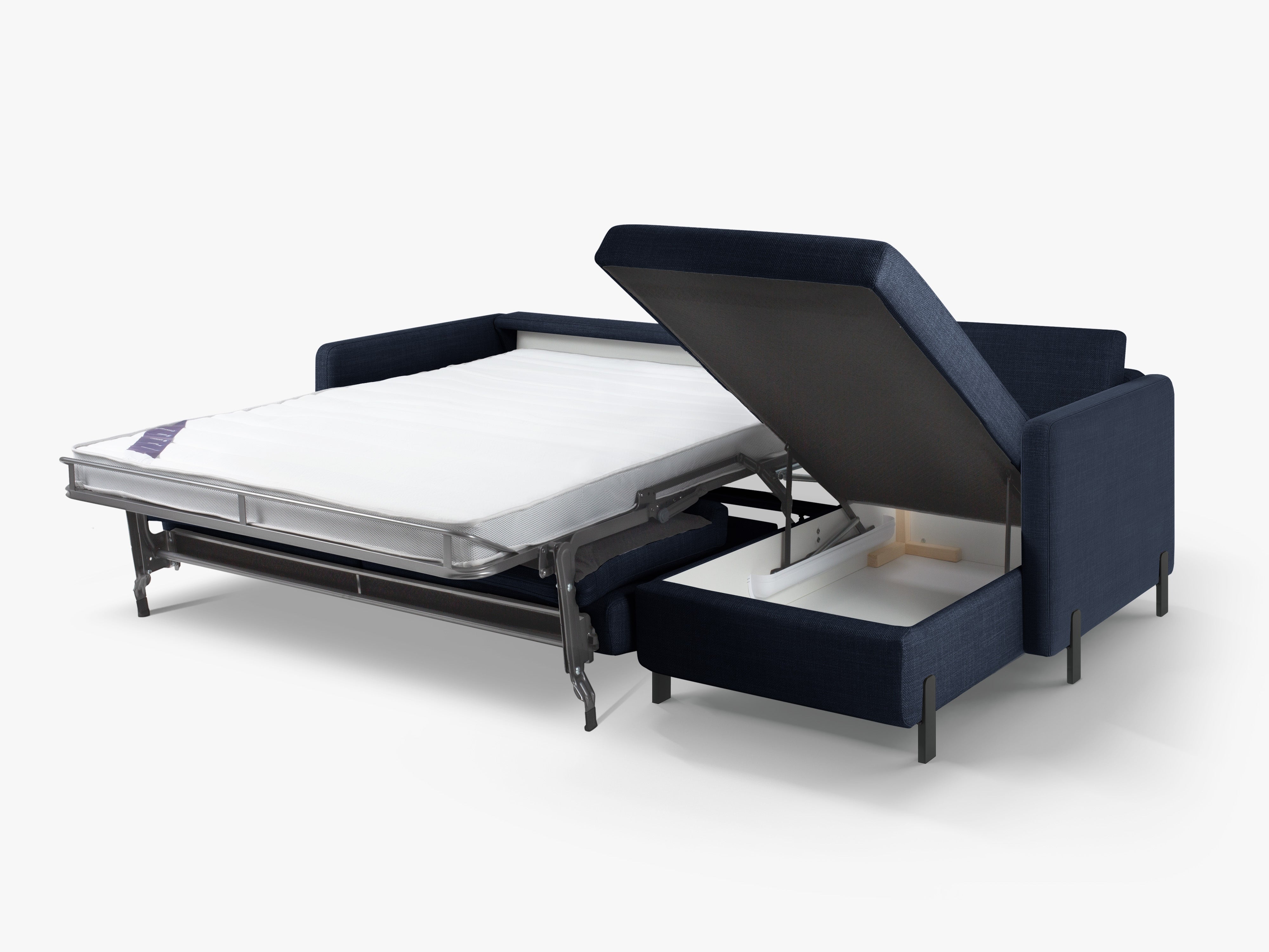 Right Corner Sofa with Bed Function and Box, "Gloria", 5 Seats, Blue, 280x170x80
Made in Europe