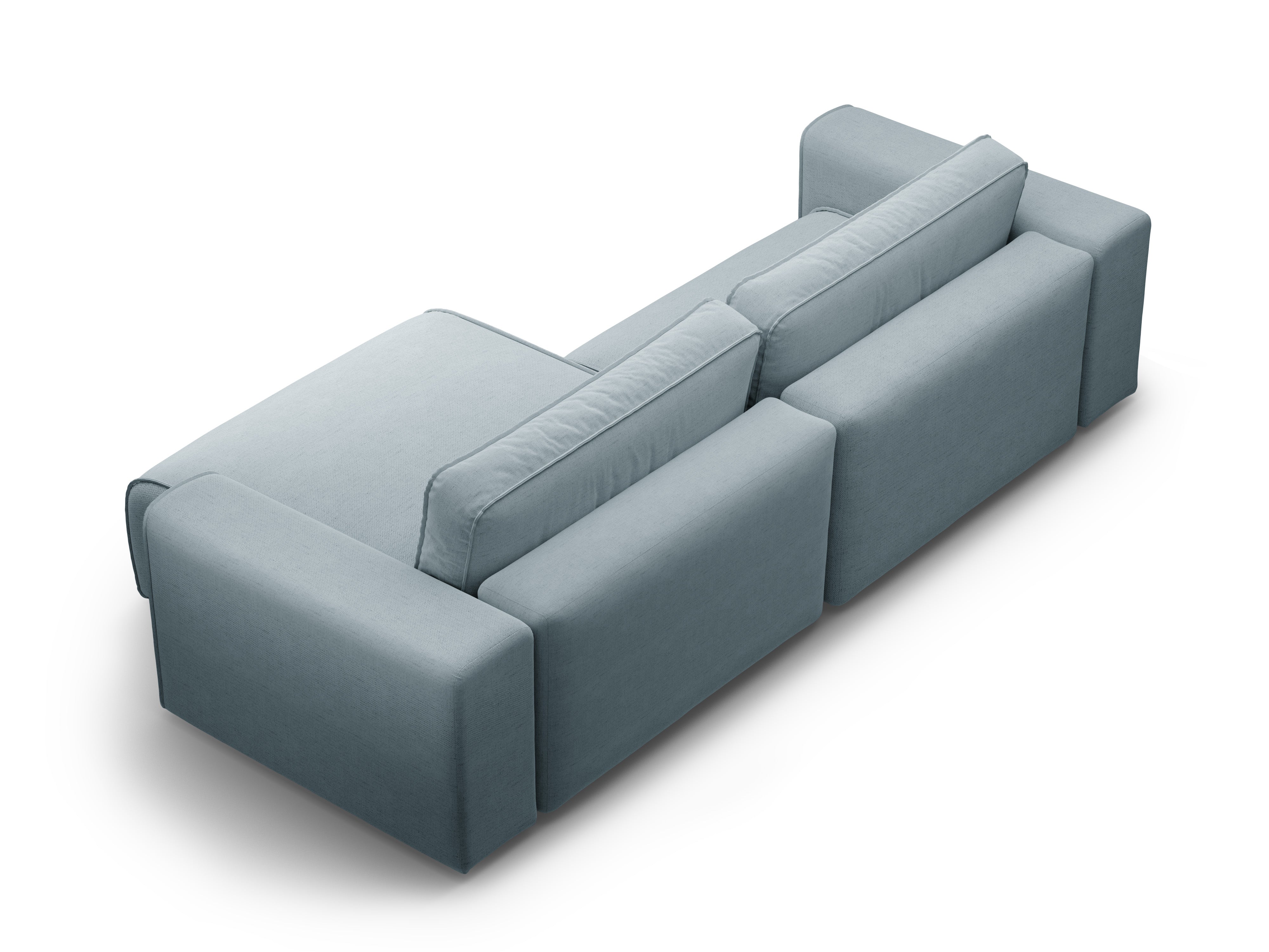 Right-facing 3-seater sofa bed VICTOR light blue chenille
