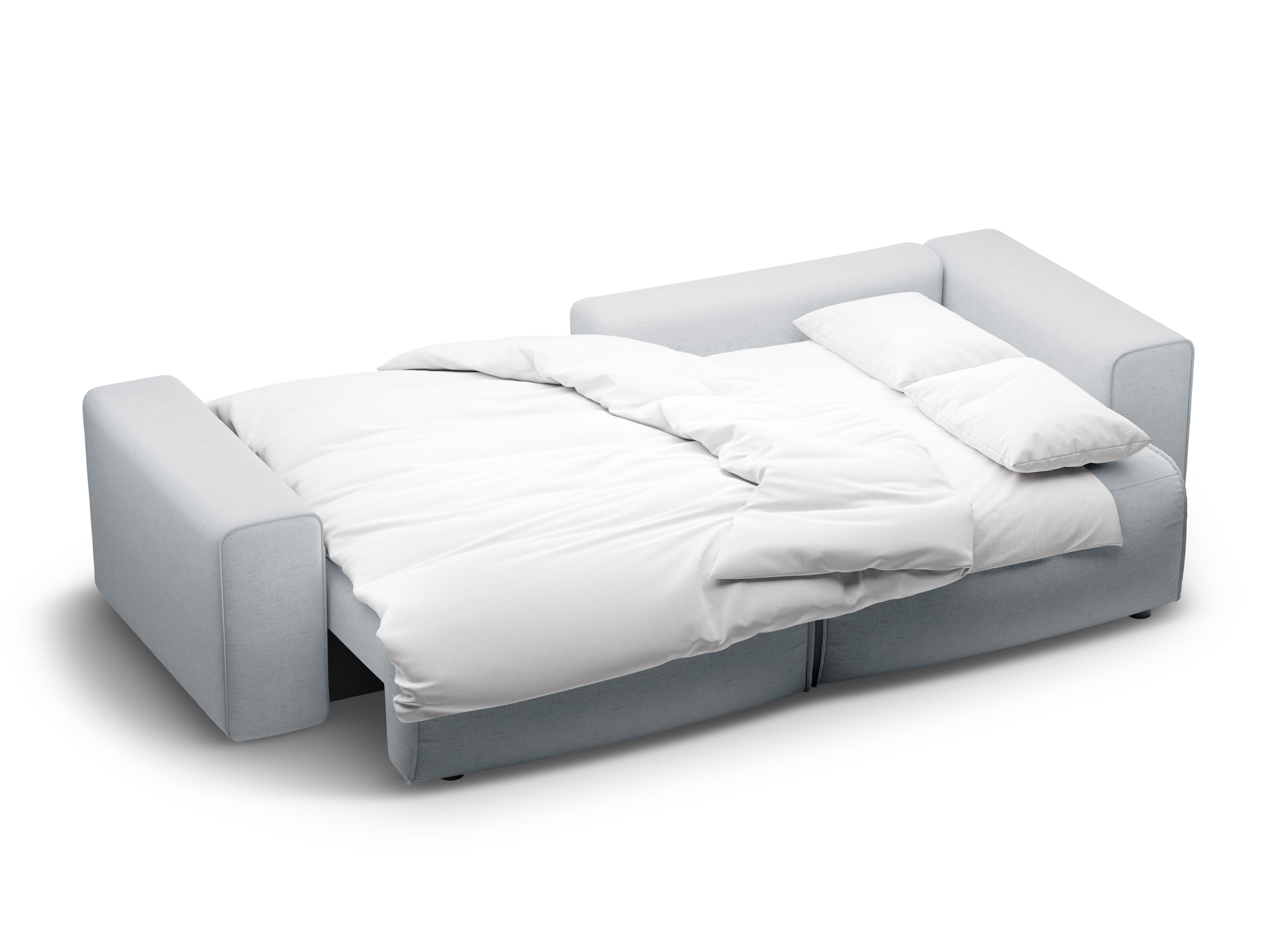 Right-facing 3-seater sofa bed VICTOR light gray chenille