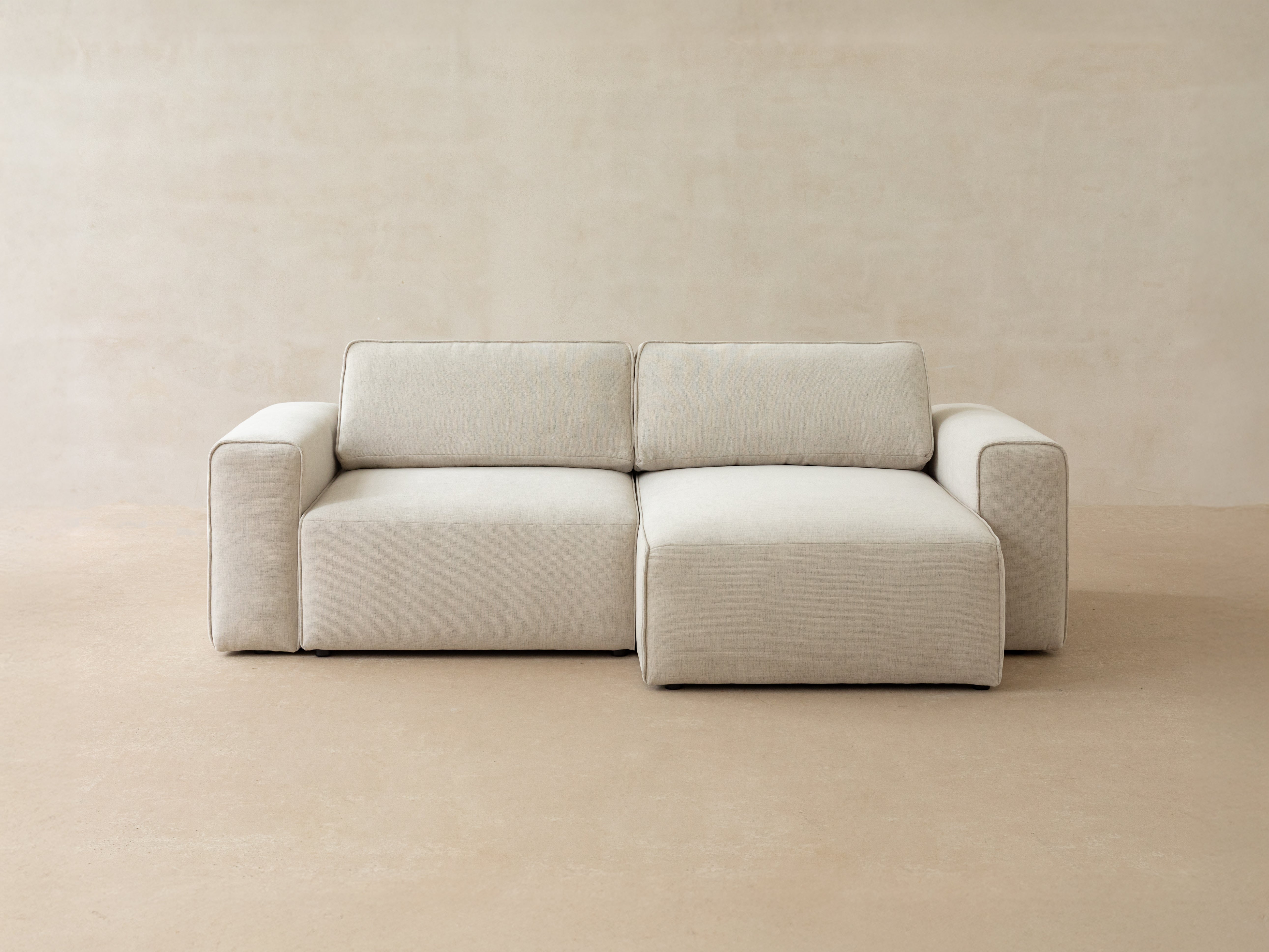 Left-facing velvet corner sofa for 3 people with sleeping function VICTOR beige