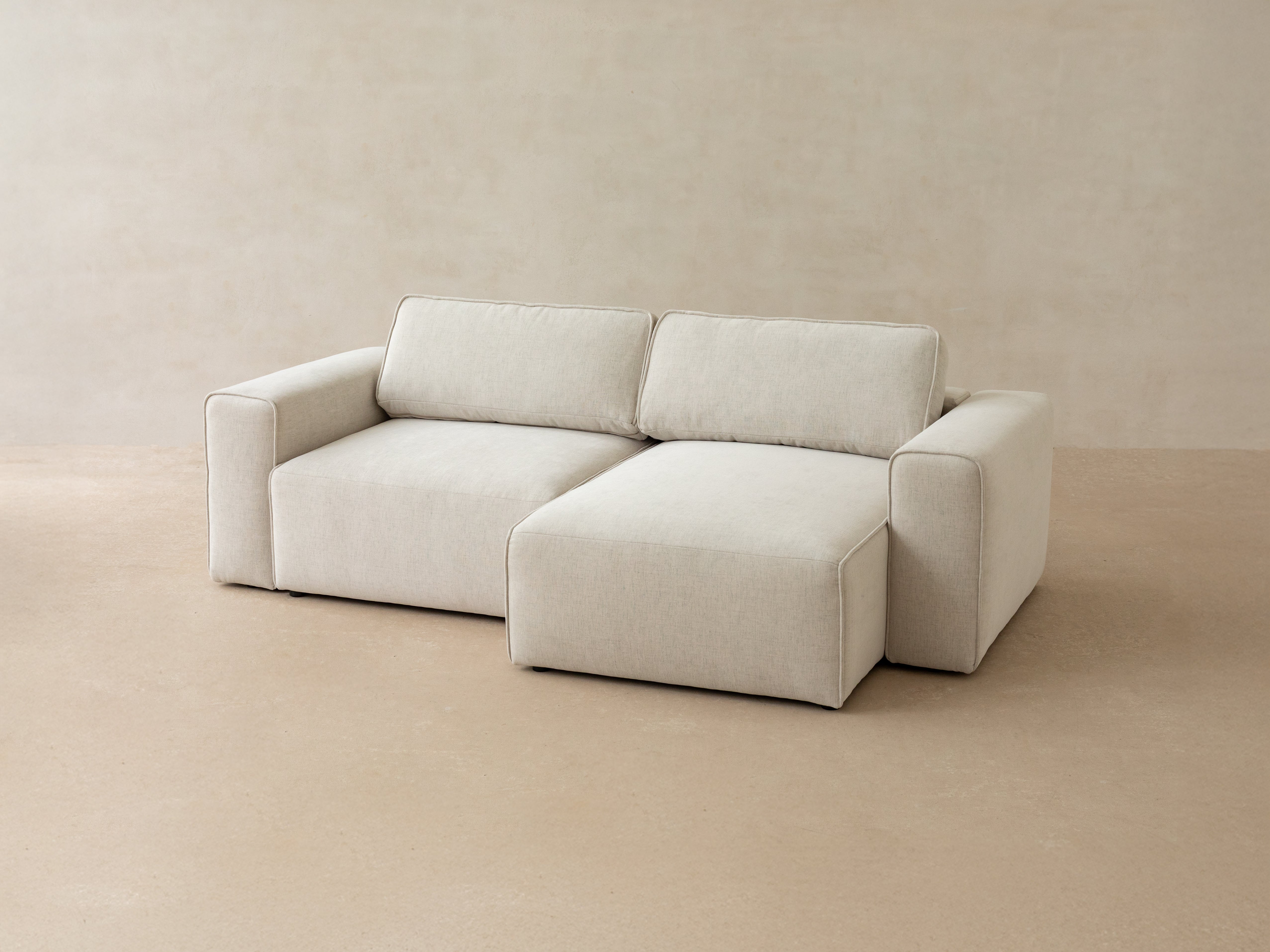 Left-facing velvet corner sofa for 3 people with sleeping function VICTOR beige