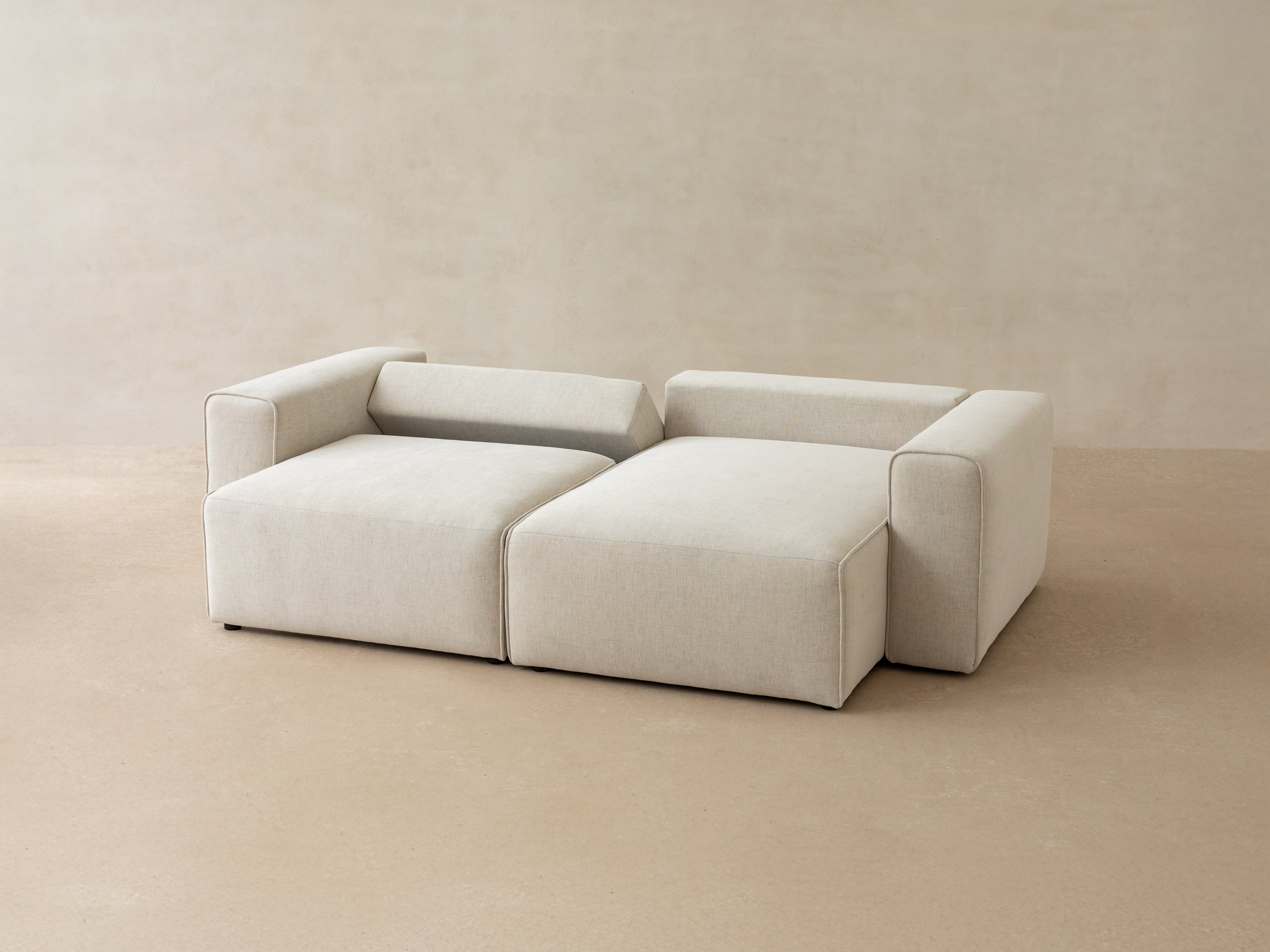 Left-facing velvet corner sofa for 3 people with sleeping function VICTOR beige