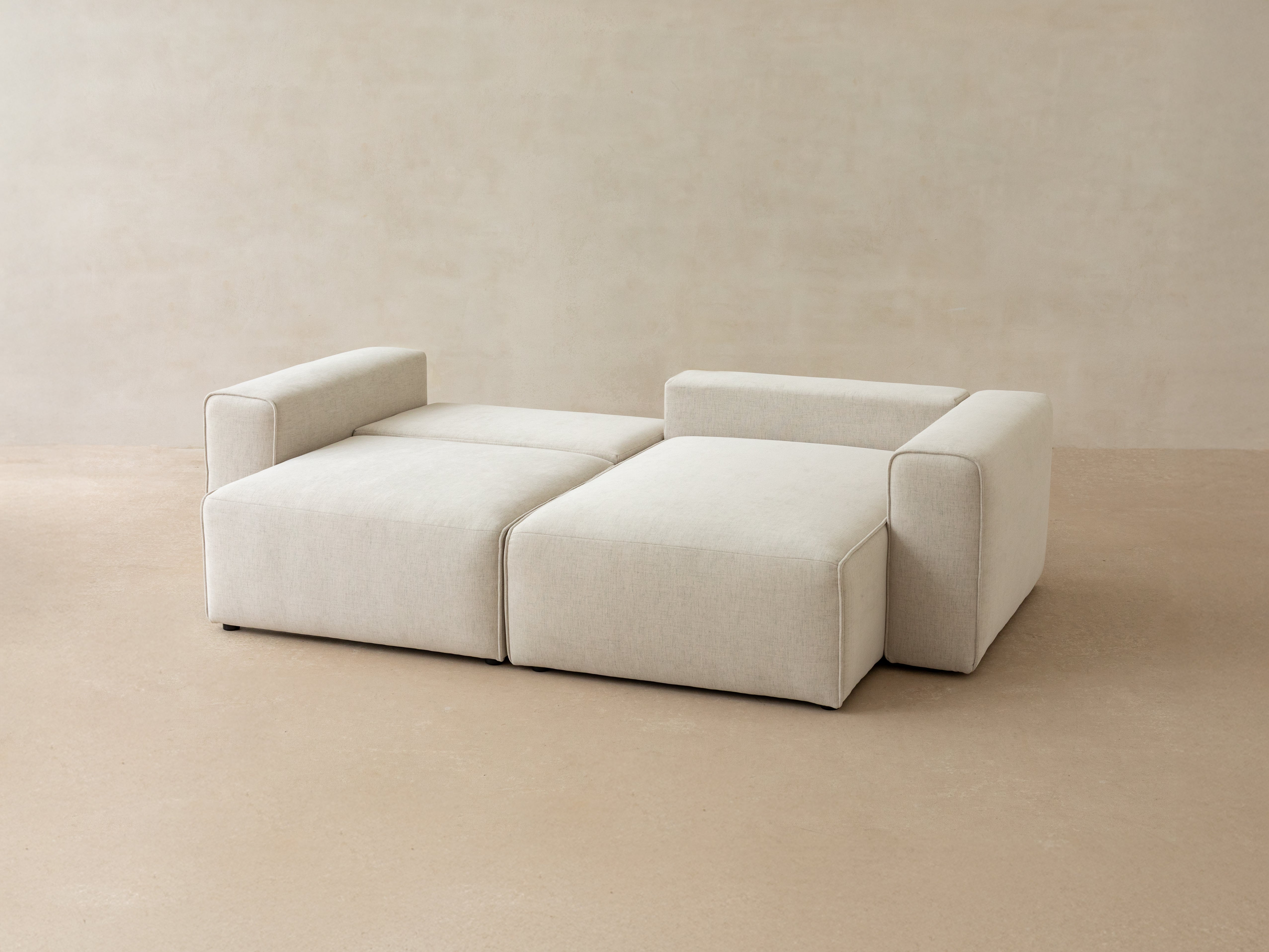 Left-facing 3-seater sofa bed VICTOR light gray chenille