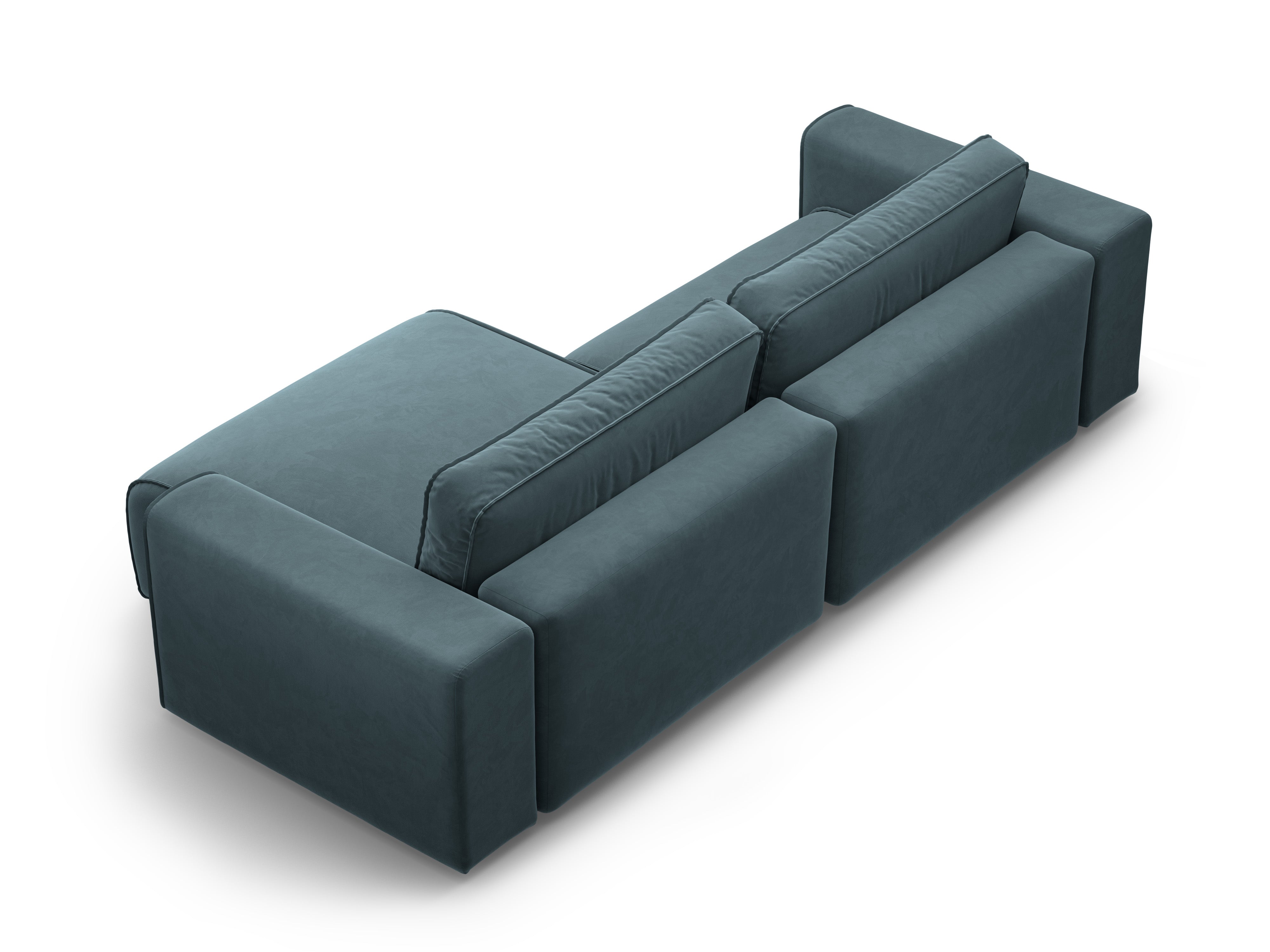 Right-facing velvet corner sofa for 3 people with sleeping function VICTOR blue