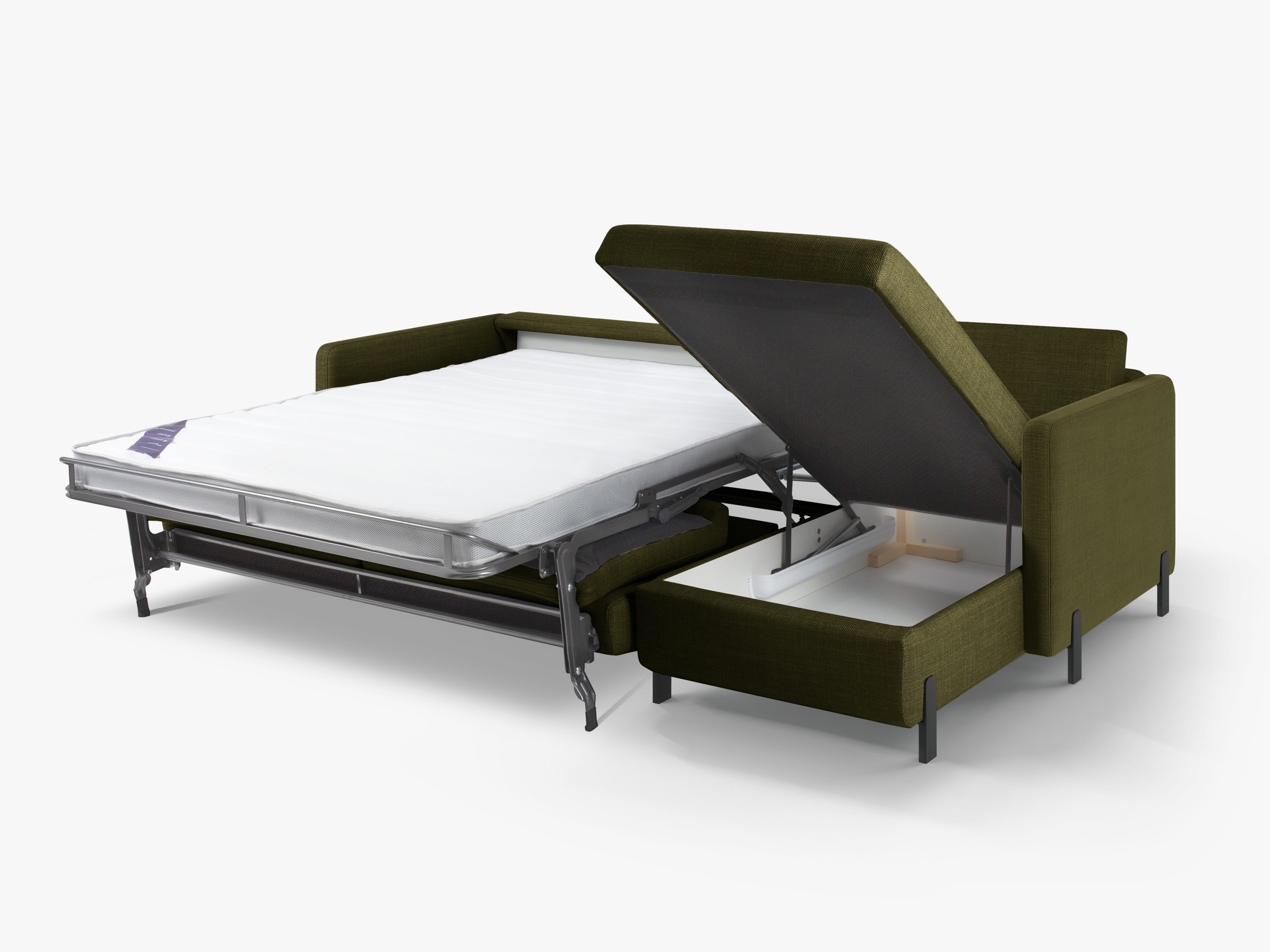 Right Corner Sofa with Bed Function and Box, "Gloria", 4 Seats, Green, 260x170x80
Made in Europe