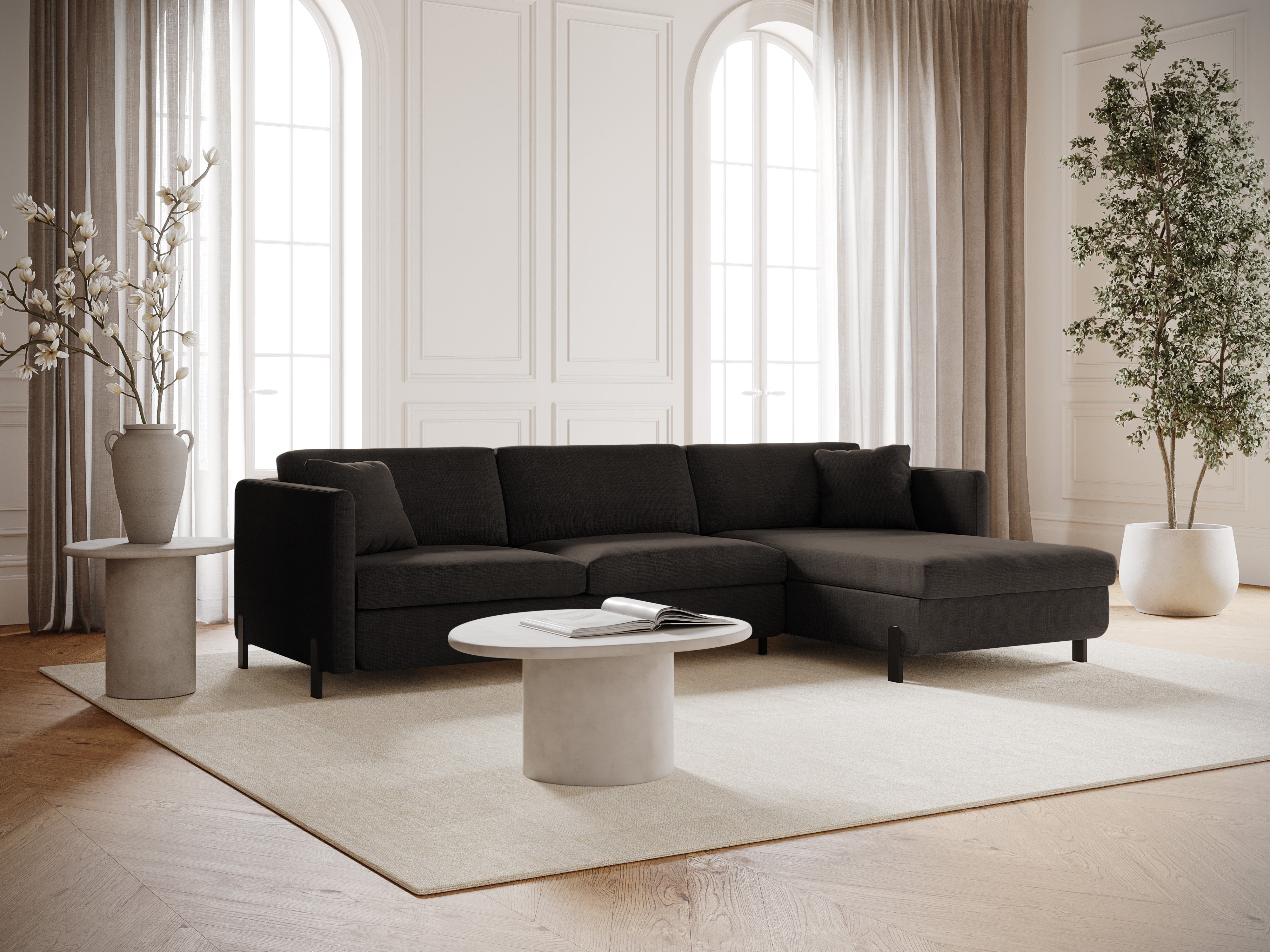 Rechte Ecke -Sofa mit Bettfunktion und Kiste, "Gloria", 4 Sitze, Dunkelgrau, 260x170x80
In Europa gemacht
