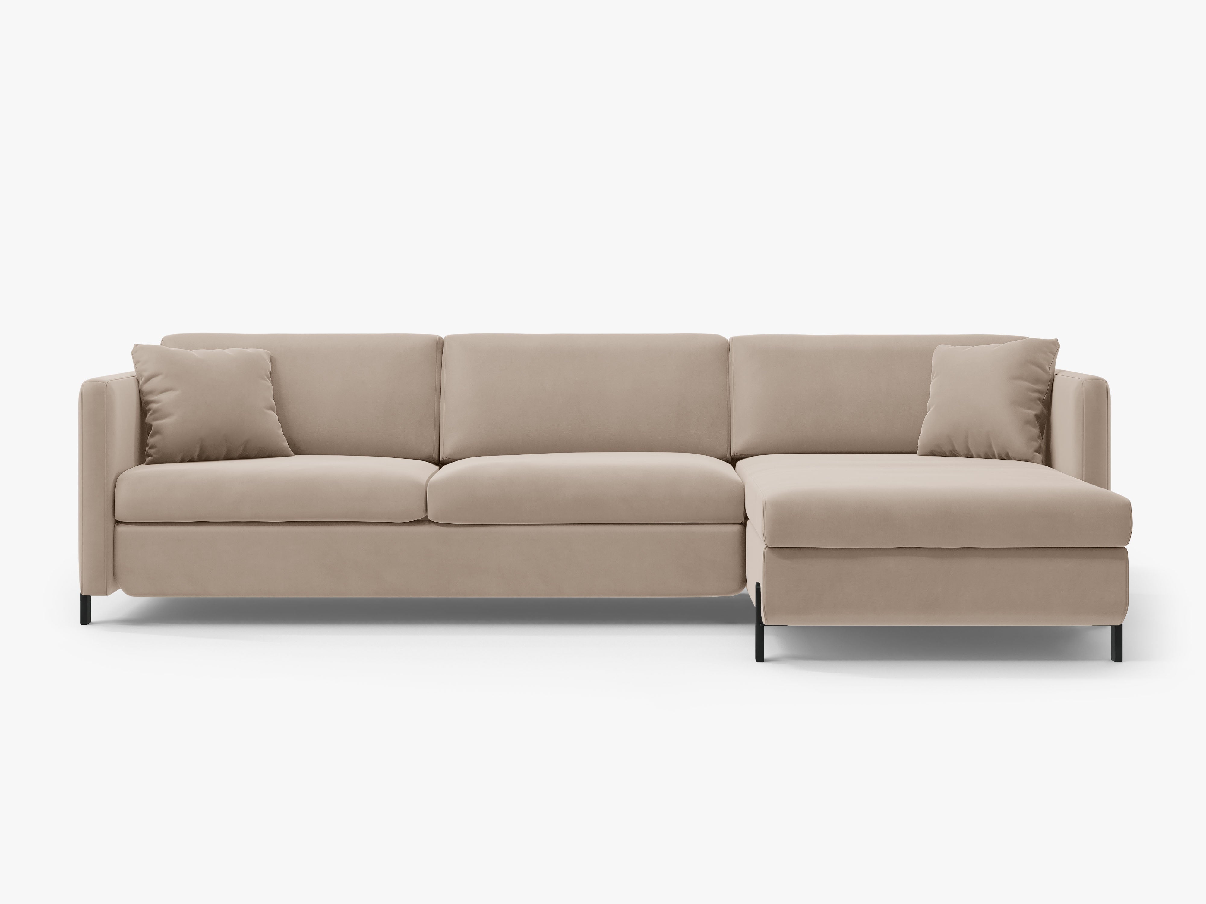 Velvet Right Corner Sofa with Bed Function, "Gloria", 4 Seats, Beige, 260x170x80
Made in Europe