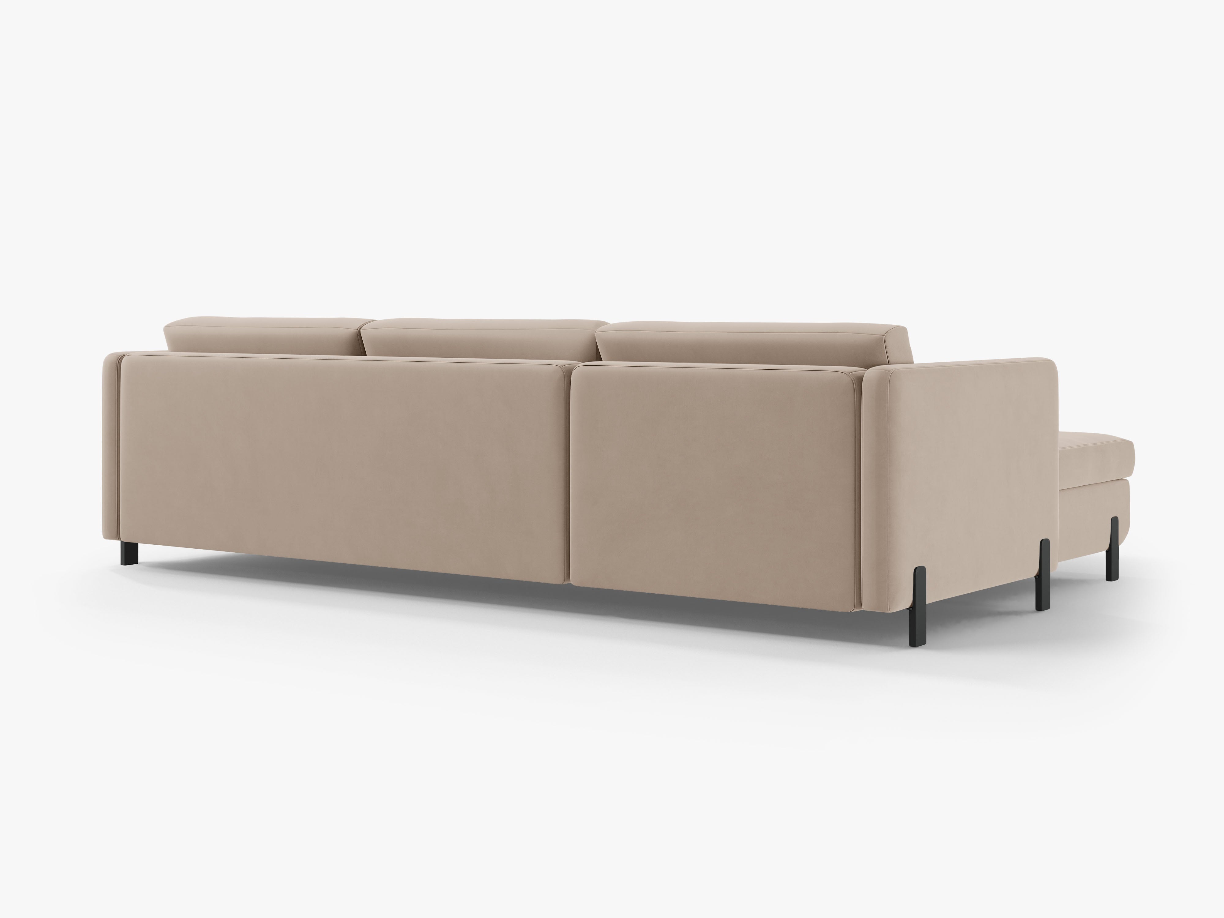 Velvet Right Corner Sofa with Bed Function, "Gloria", 4 Seats, Beige, 260x170x80
Made in Europe
