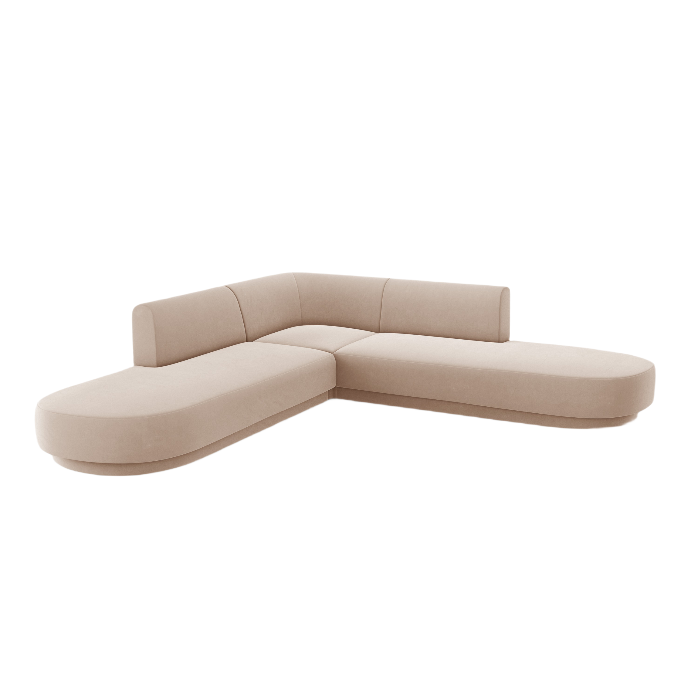 Samt-Ecksofa symmetrisch offen MILEY cappuccino
