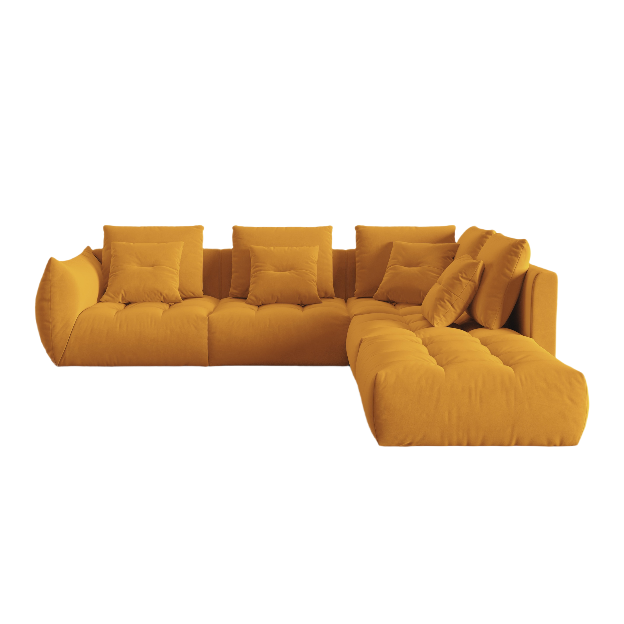 Velvet Modular Right Corner Sofa, "Bloom", 4 Sitze, Gelb, 316x310x95
In Europa gemacht