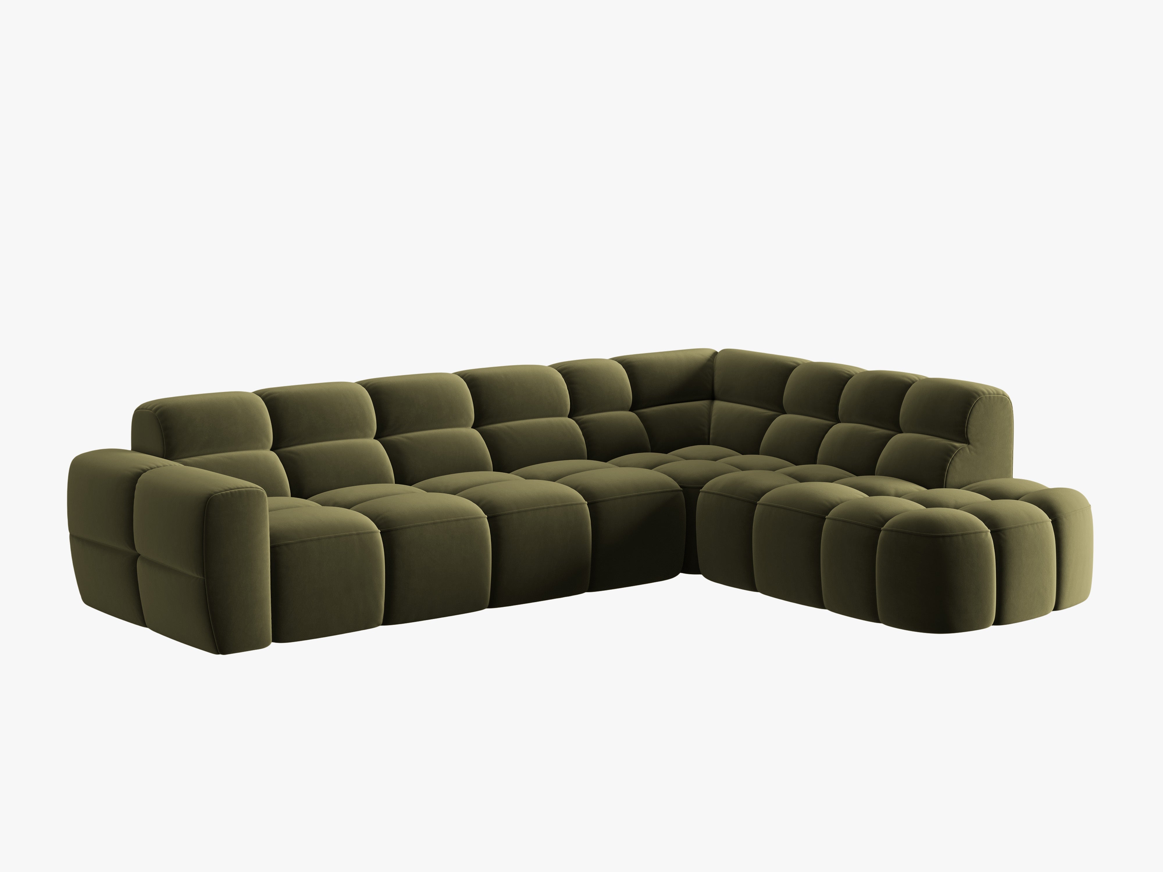 Right-facing velvet corner sofa LISA light green [Monika] [Julia spr]