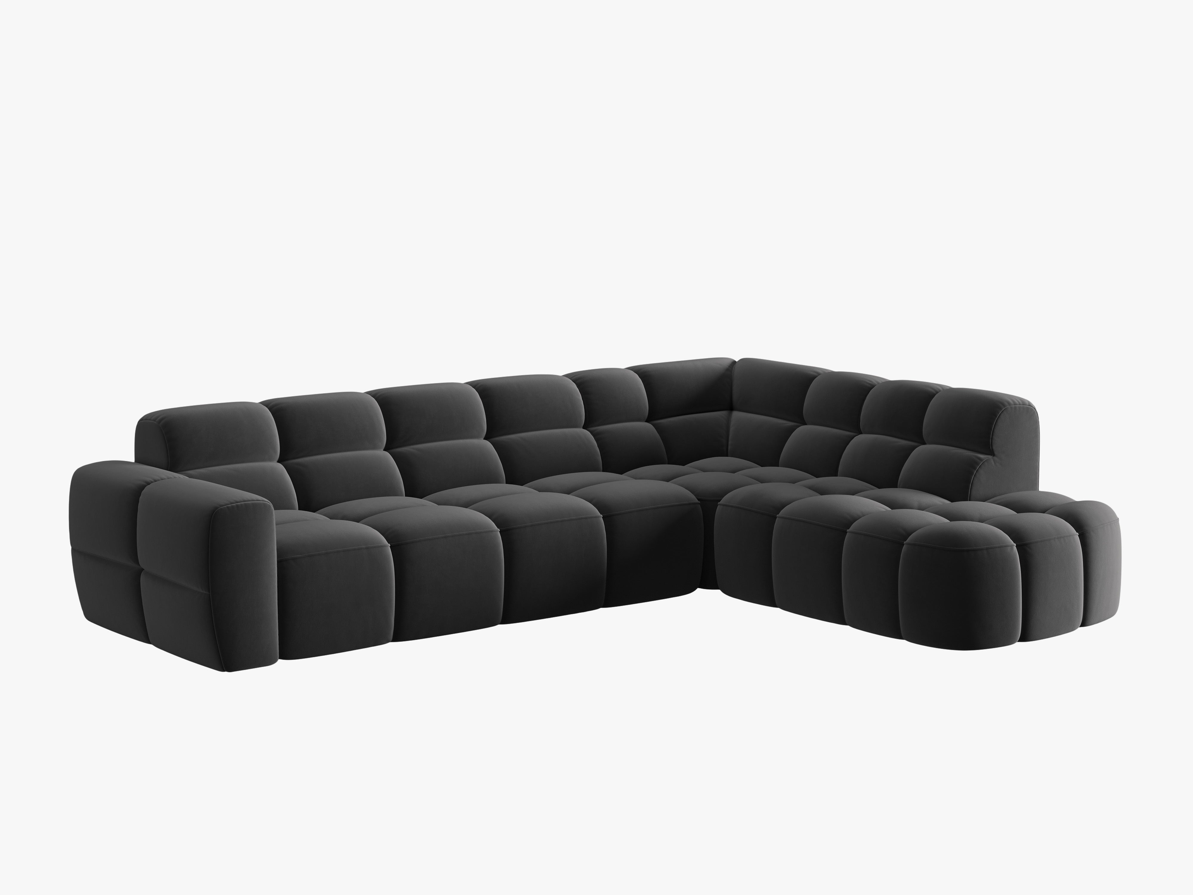 Right-facing velvet corner sofa LISA dark gray [Monika]