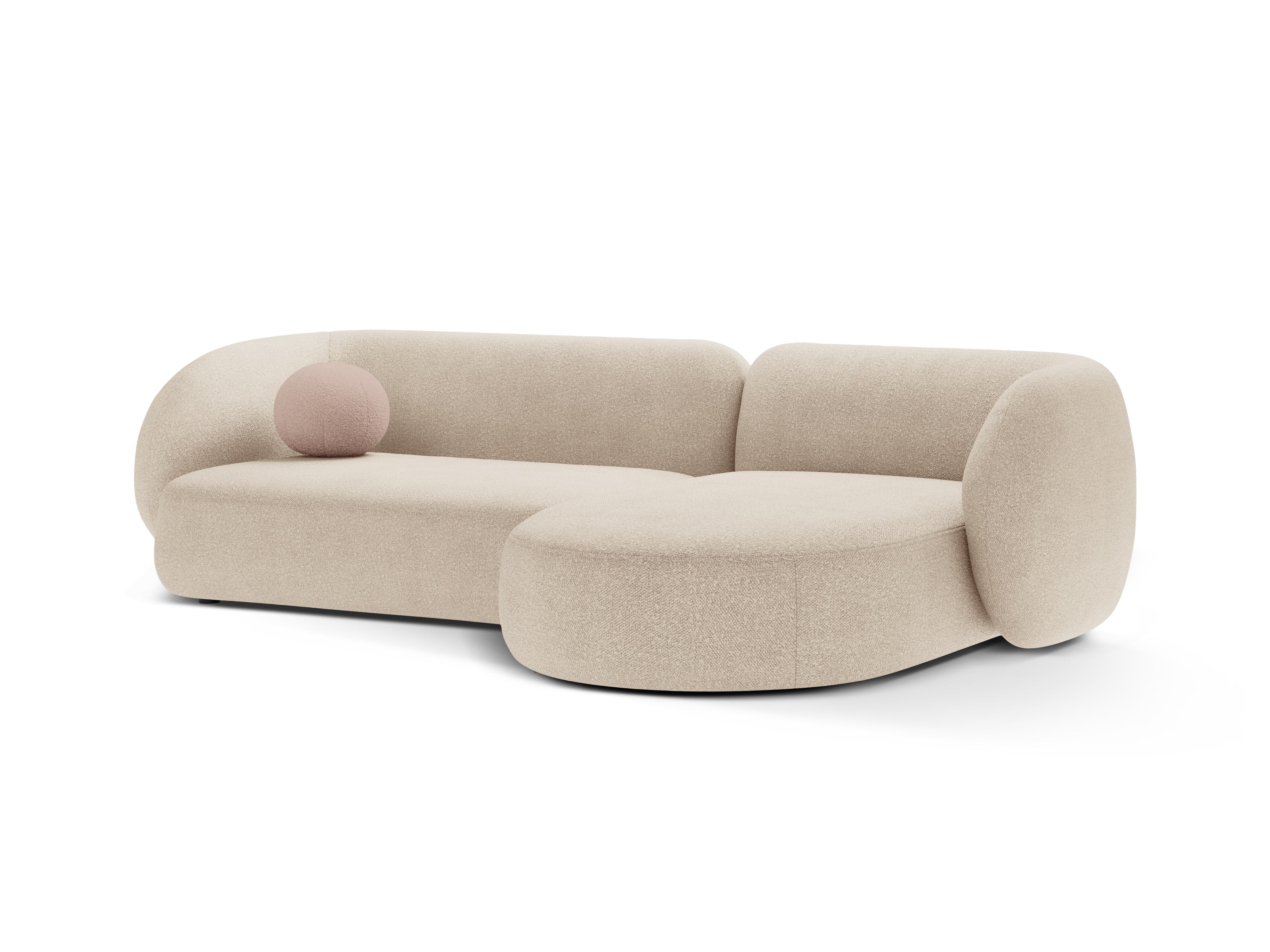 Right-facing 3-seater sofa KATE beige boucle
