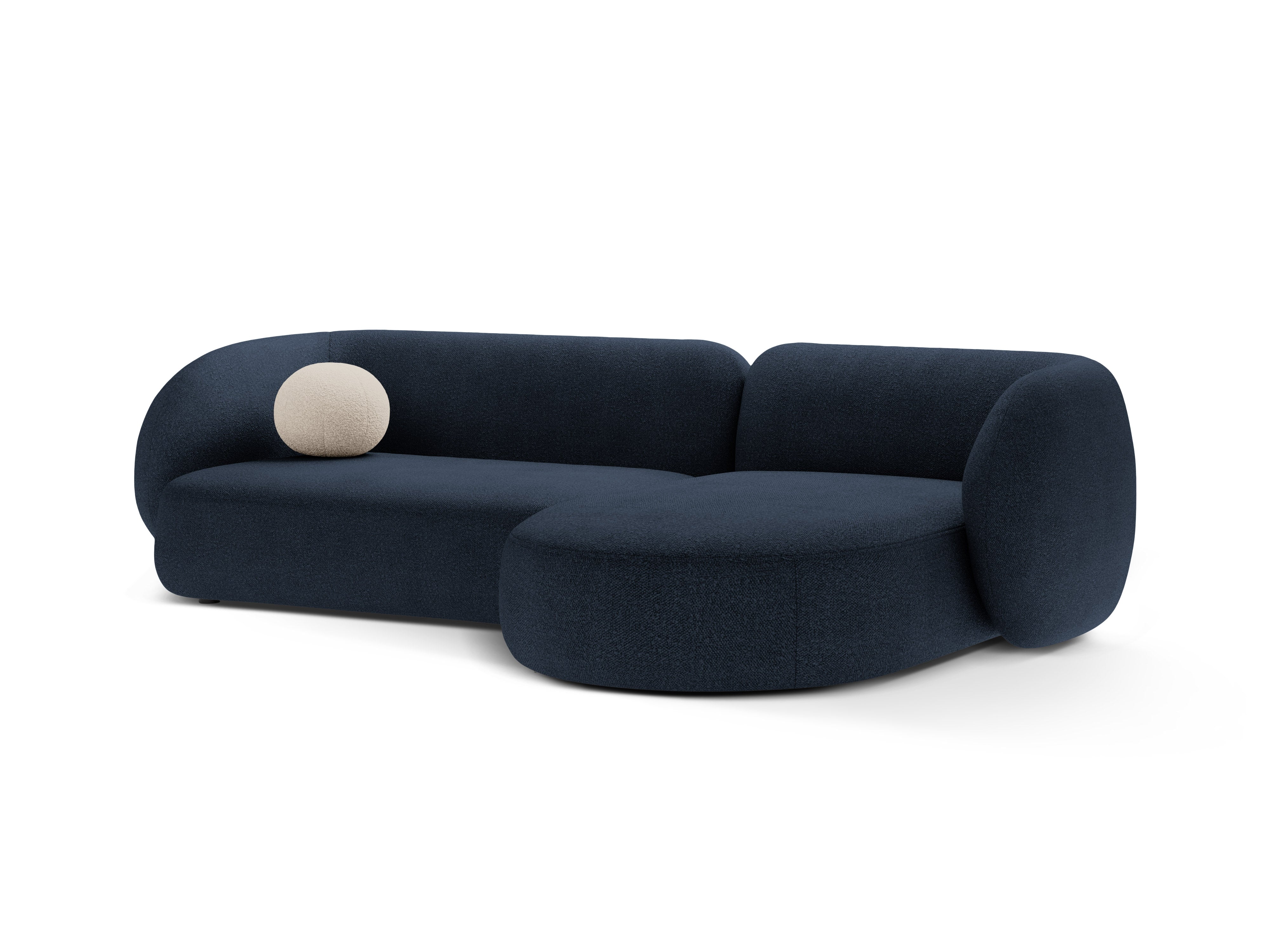 Right-facing 3-seater sofa KATE navy boucle