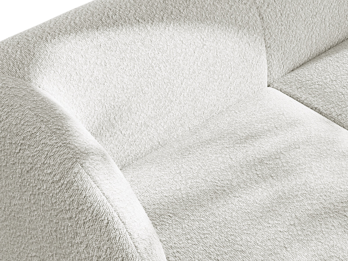 Narożnik 4-osobowy prawostronny MILEY biały boucle z podłokietnikami