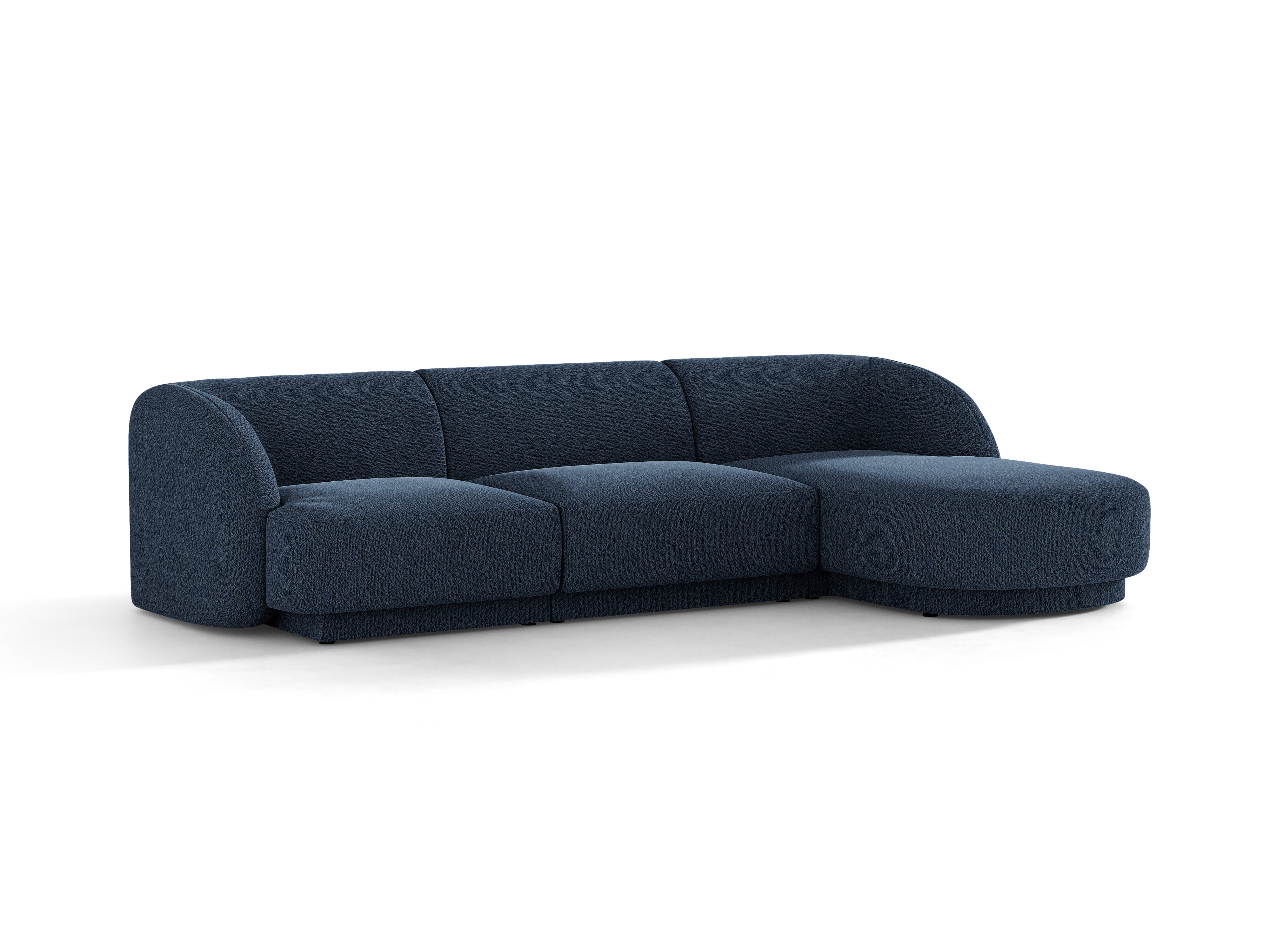 4-seater right-facing corner sofa MILEY dark blue boucle