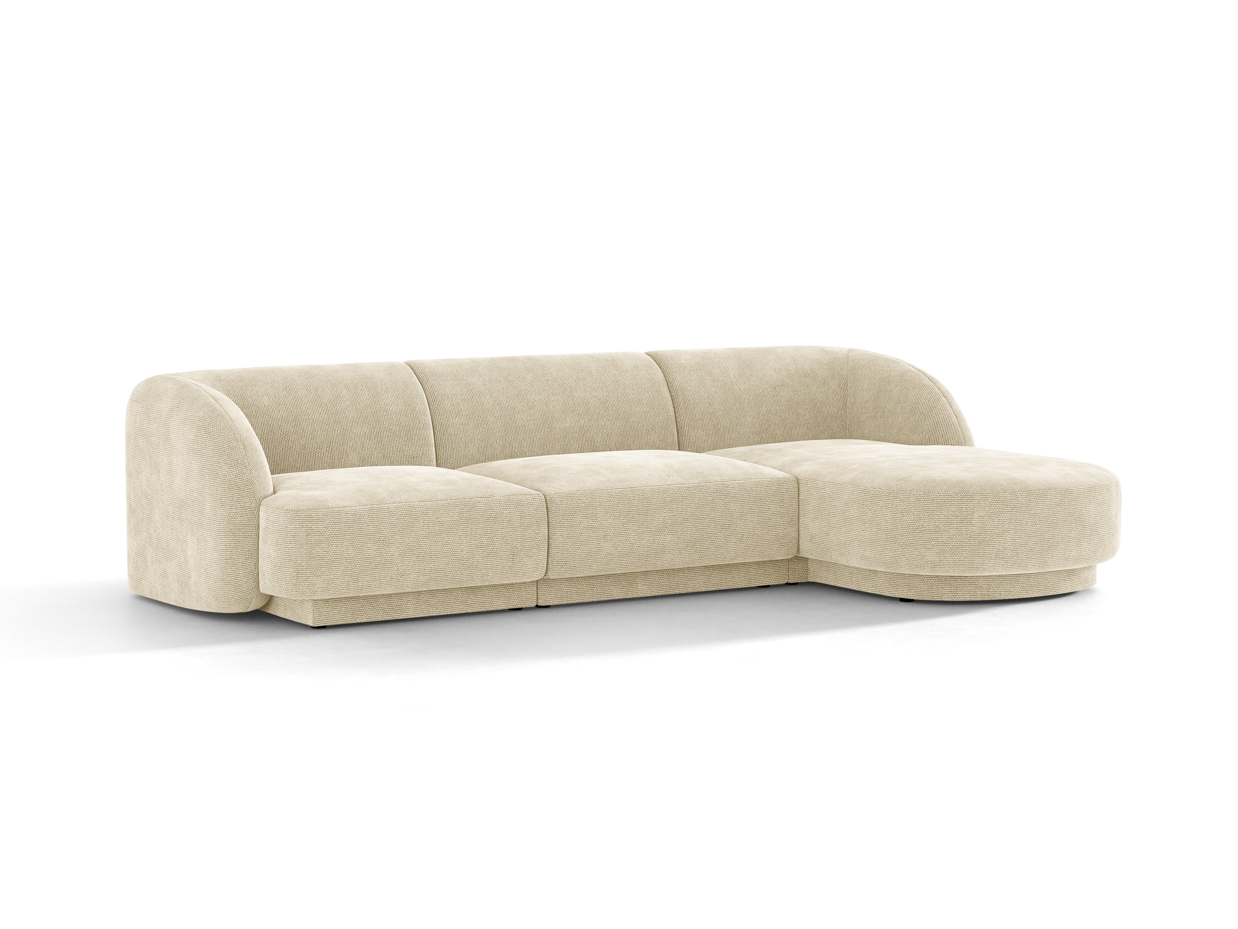 4-seater right-facing corner sofa MILEY light beige silky chenille