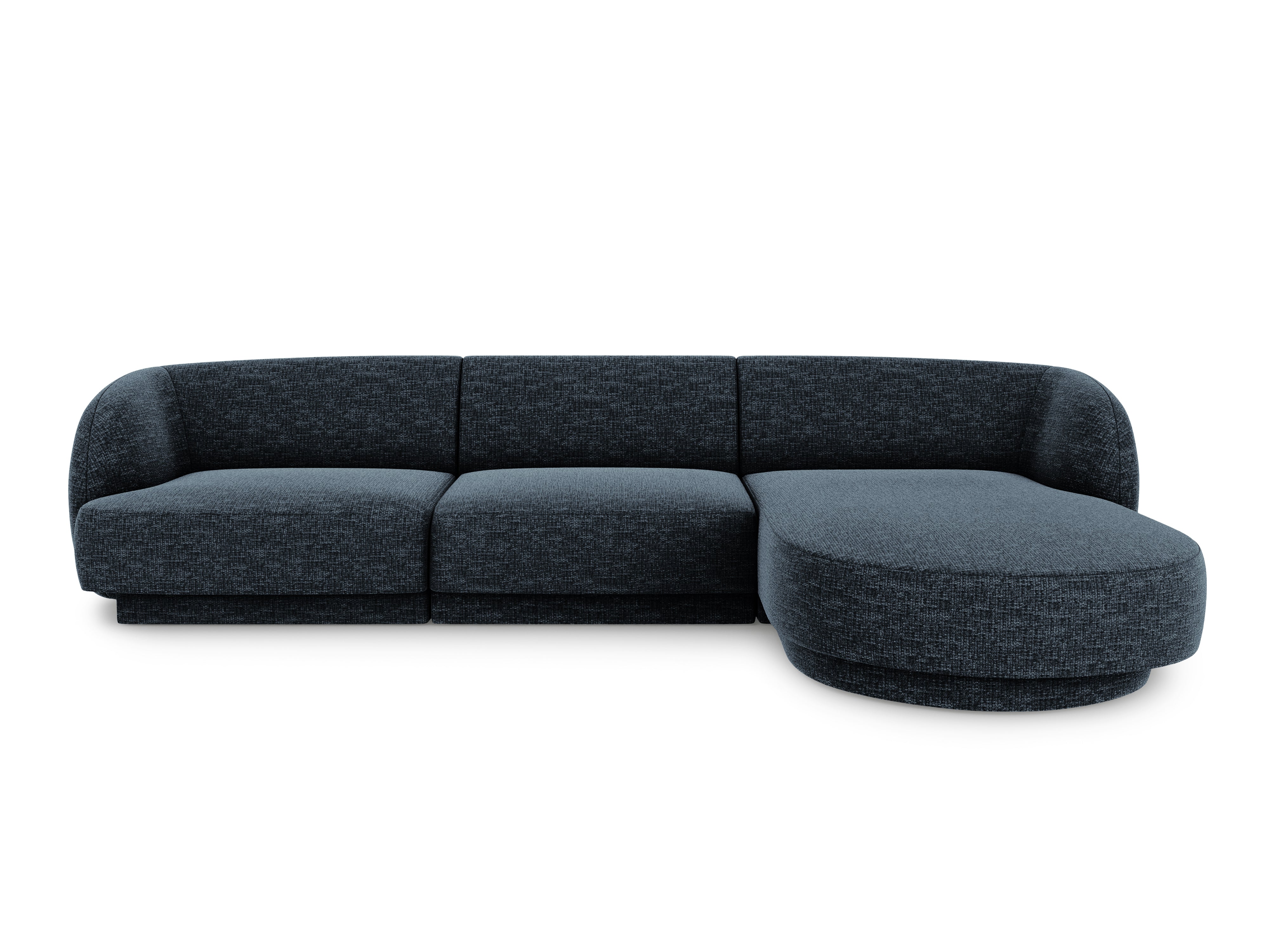 Narożnik 4-osobowy w tkaninie szenilowej prawostronny MILEY granatowy Micadoni    Eye on Design