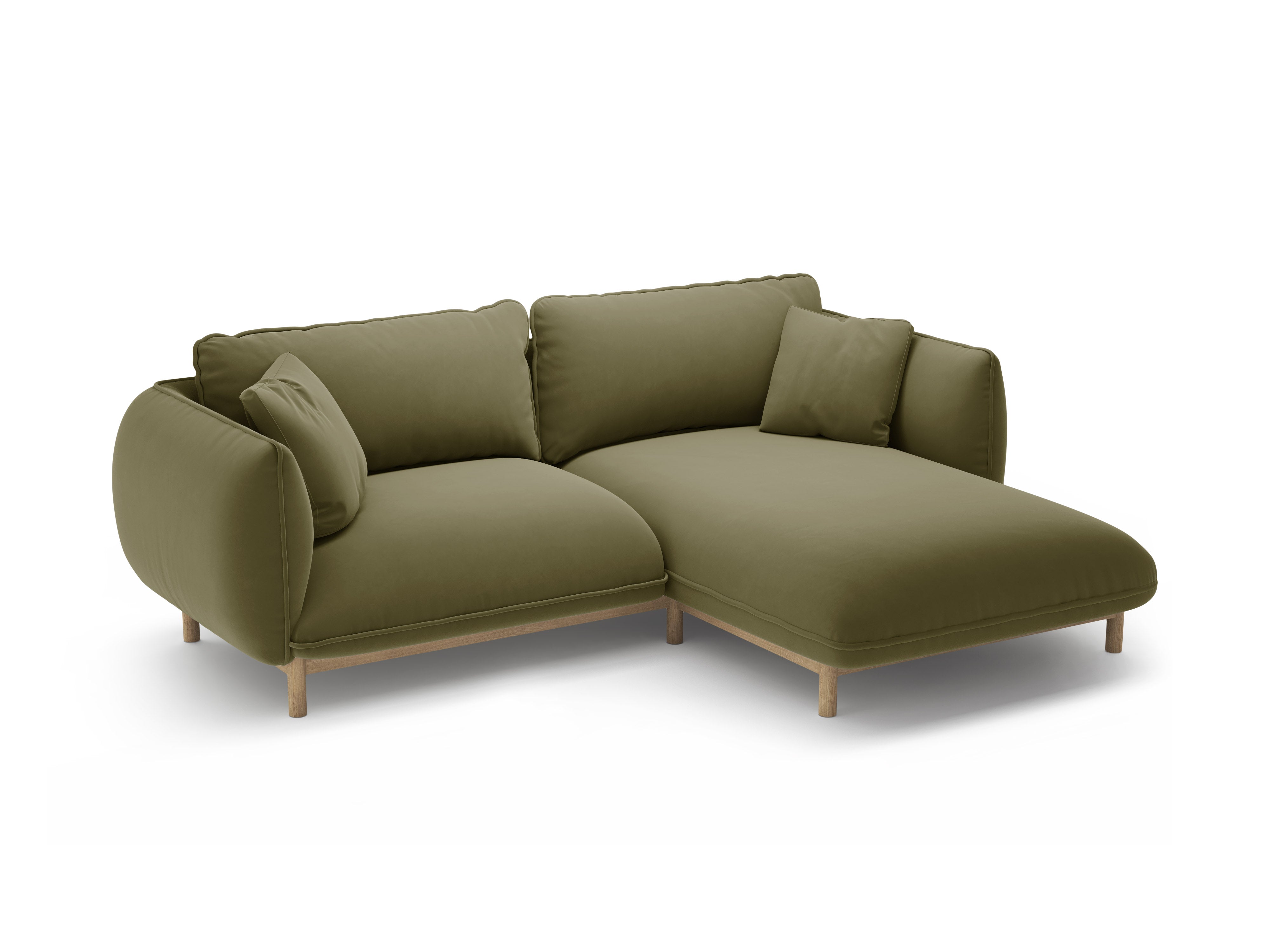 Right-facing velvet corner sofa ADA light green