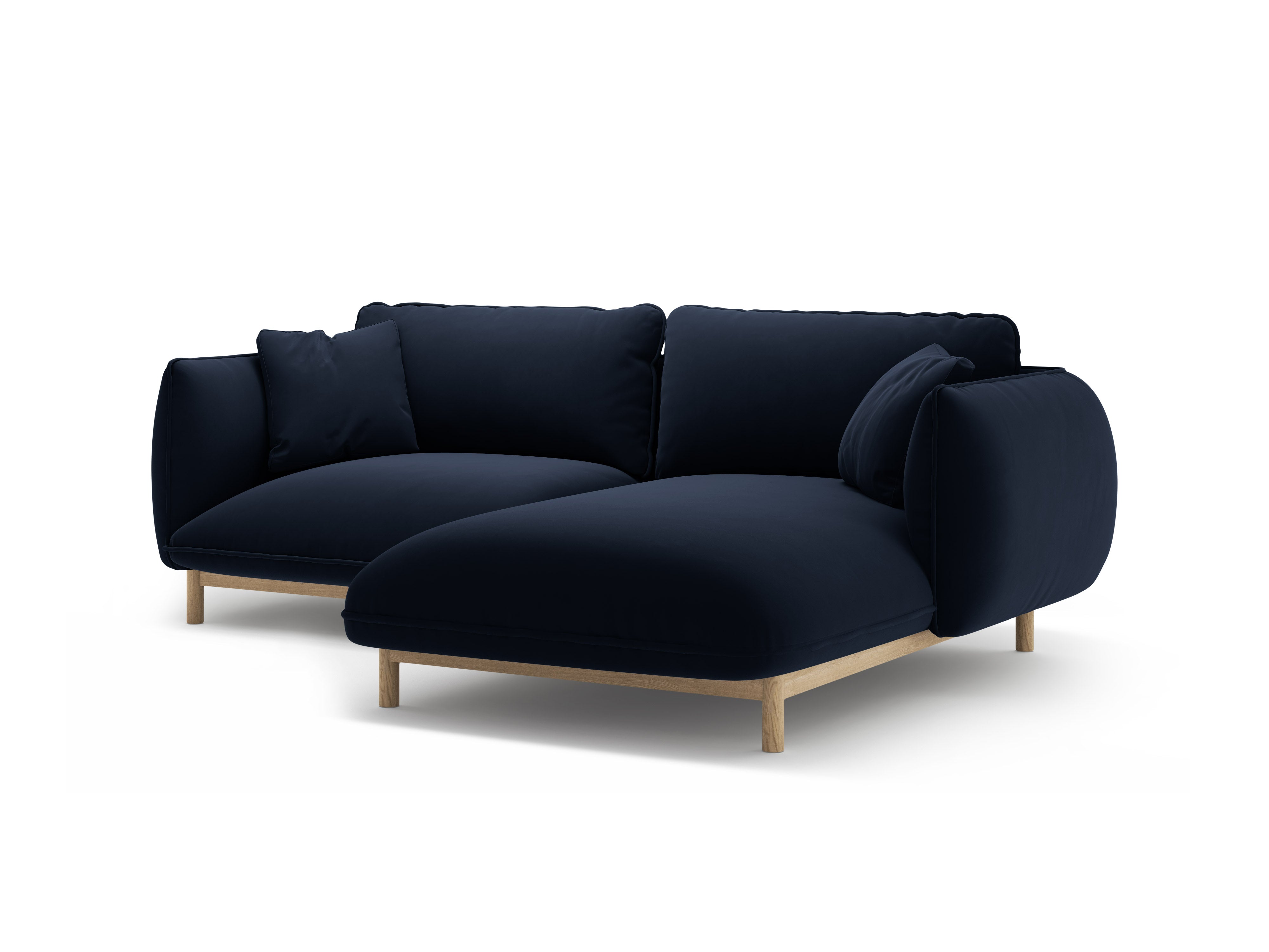 Right-facing velvet corner sofa ADA royal blue