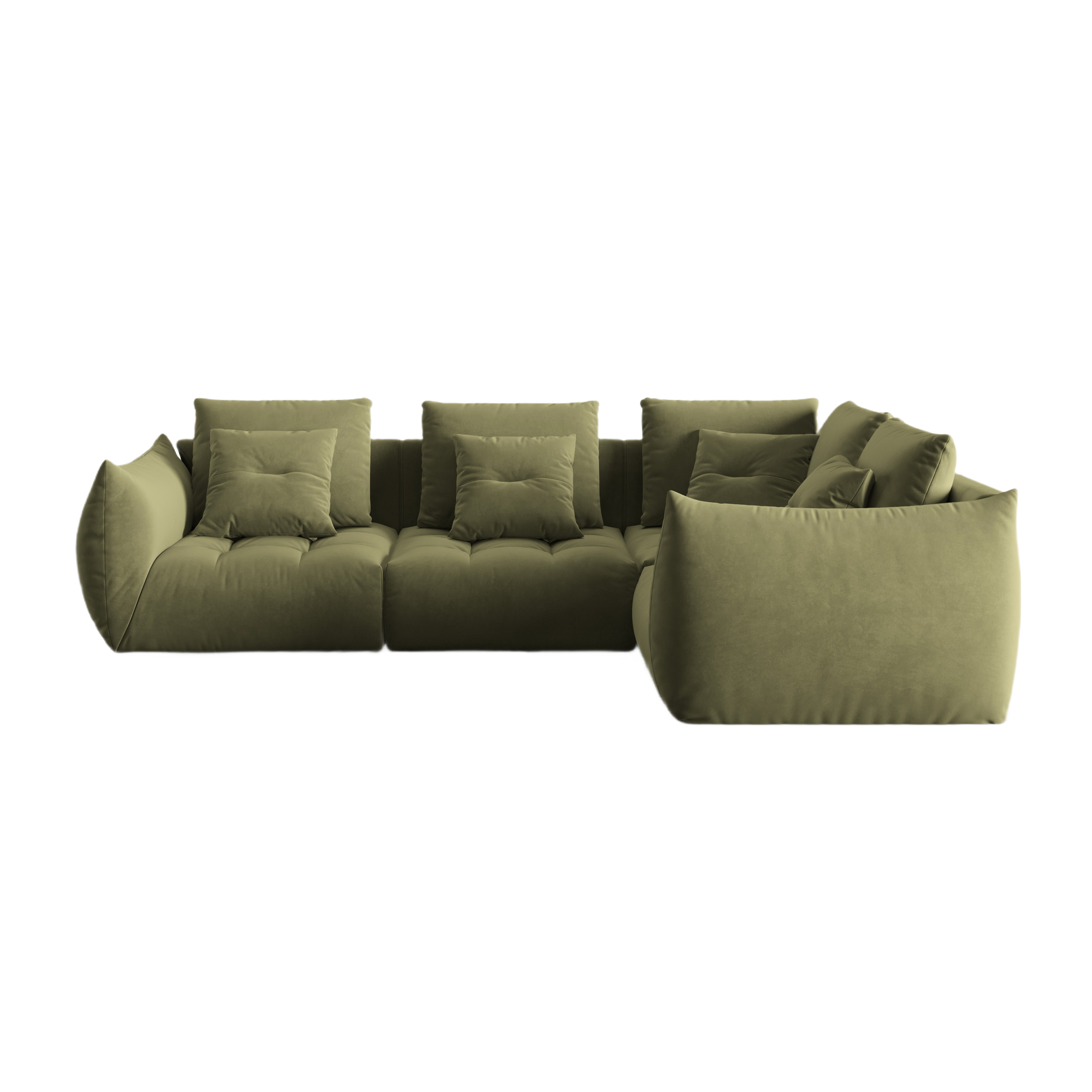 Velvet Modular Right Corner Sofa, "Bloom", 3 Seats, Light Green, 316x216x95
Made in Europe