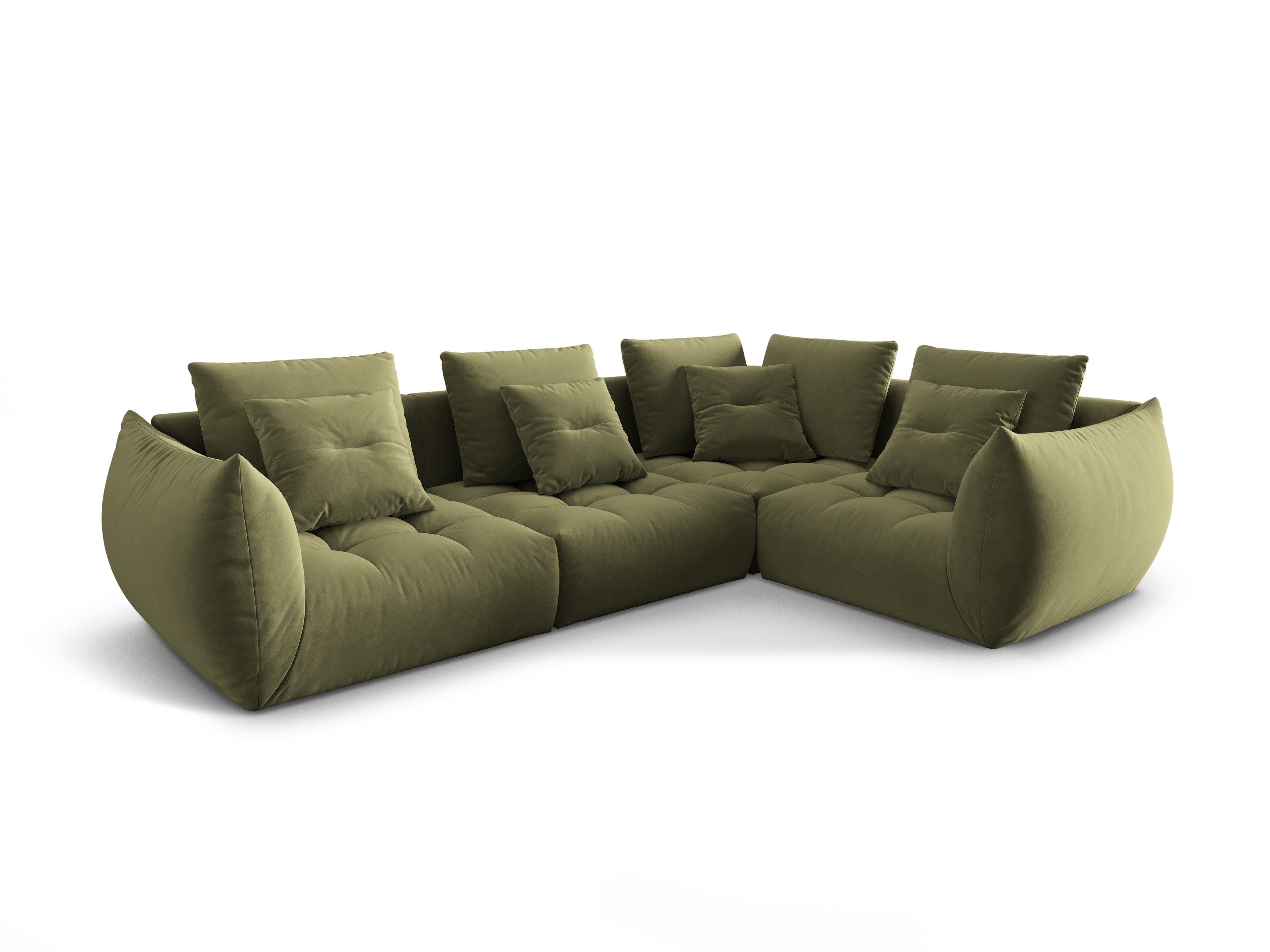 Velvet Modular Right Corner Sofa, "Bloom", 3 Seats, Light Green, 316x216x95
Made in Europe