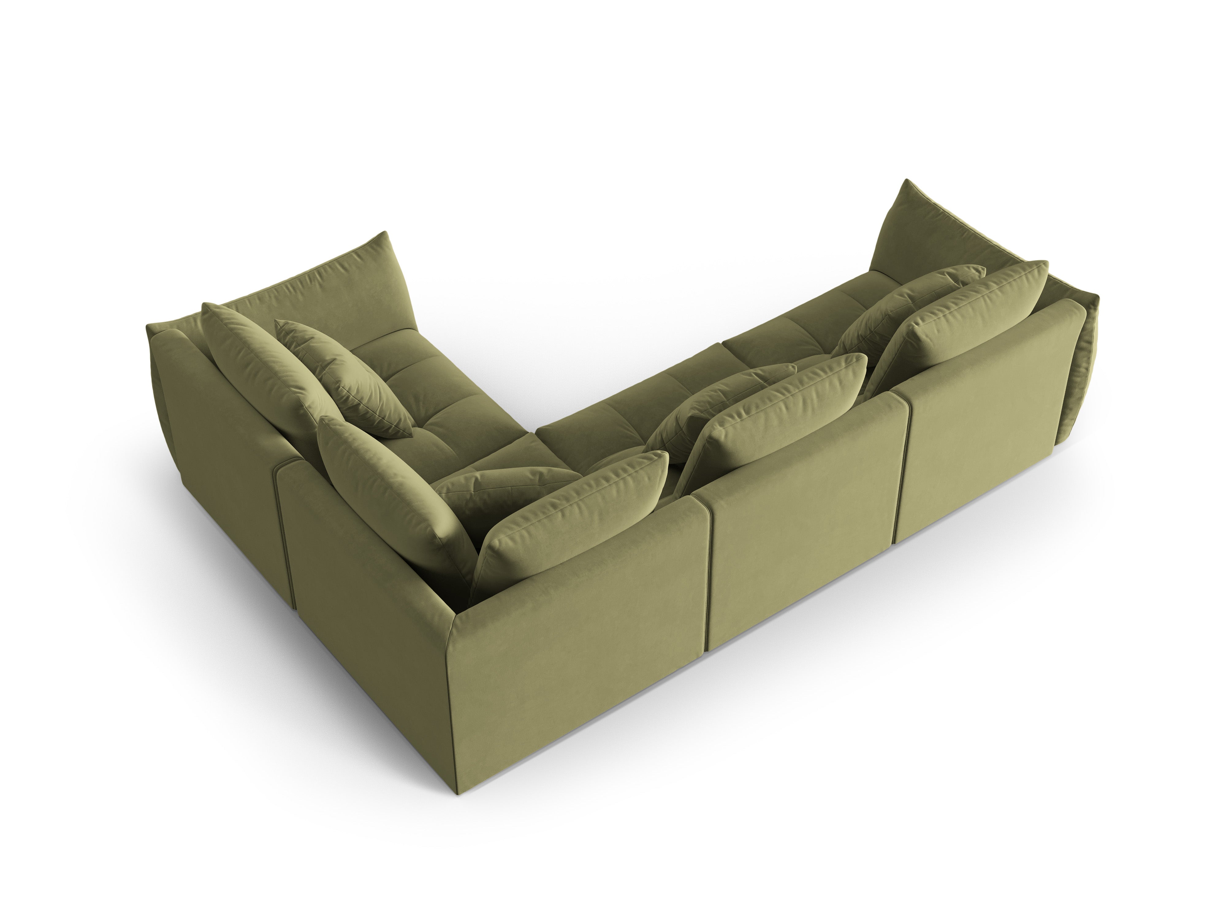 Velvet Modular Right Corner Sofa, "Bloom", 3 Seats, Light Green, 316x216x95
Made in Europe
