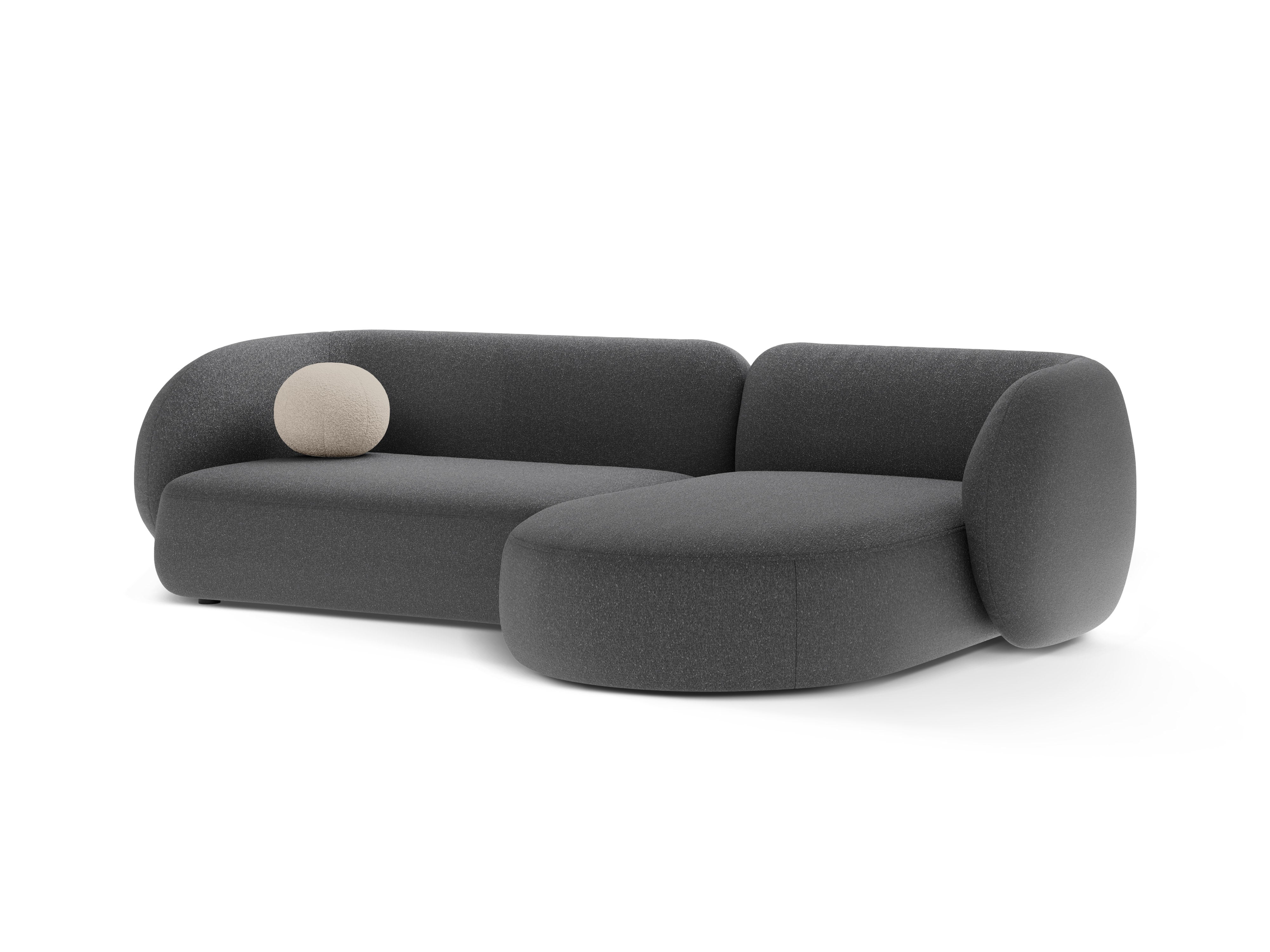 Right-facing 3-seater corner sofa KATE dark gray mélange
