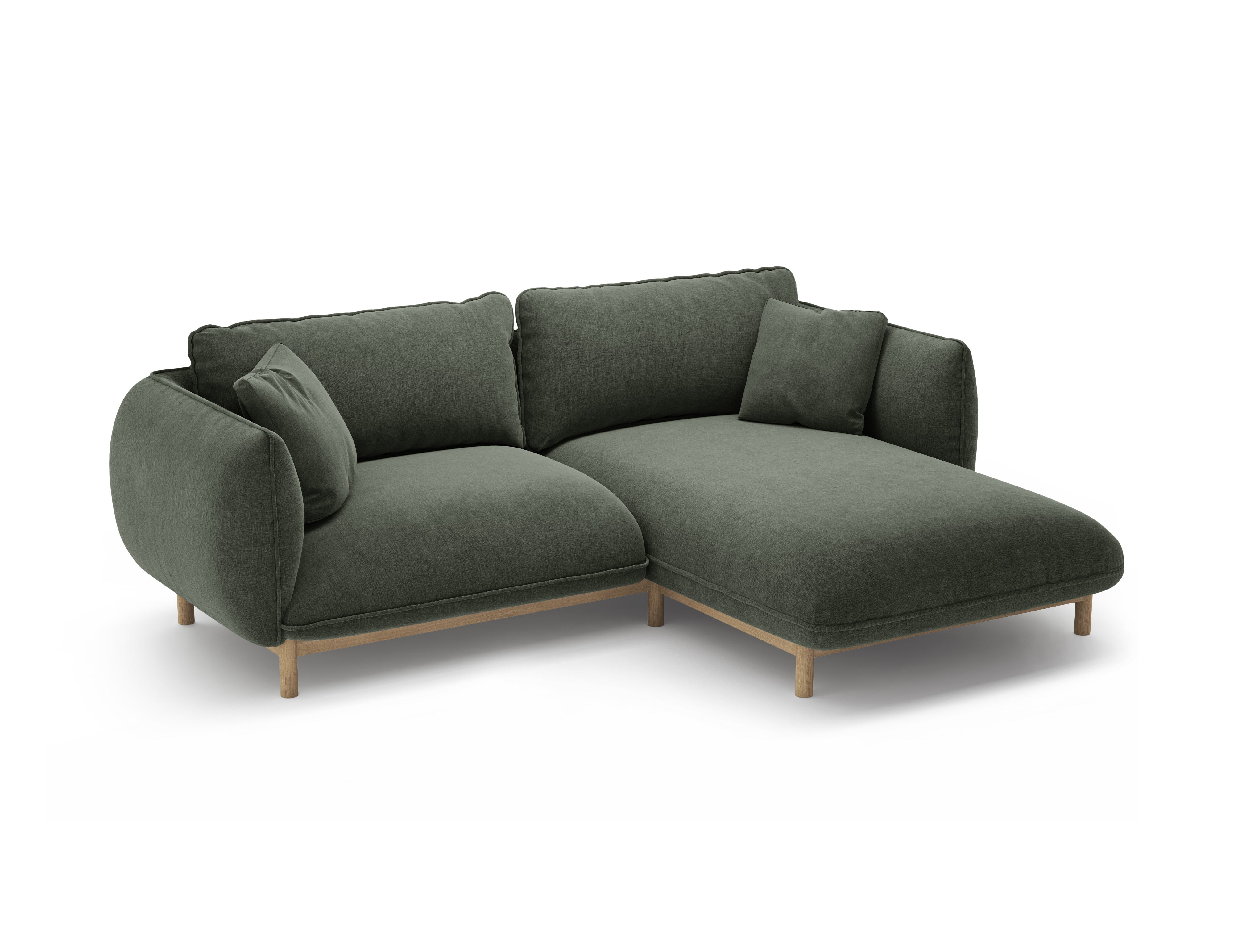 Right-sided corner sofa ADA green chenille