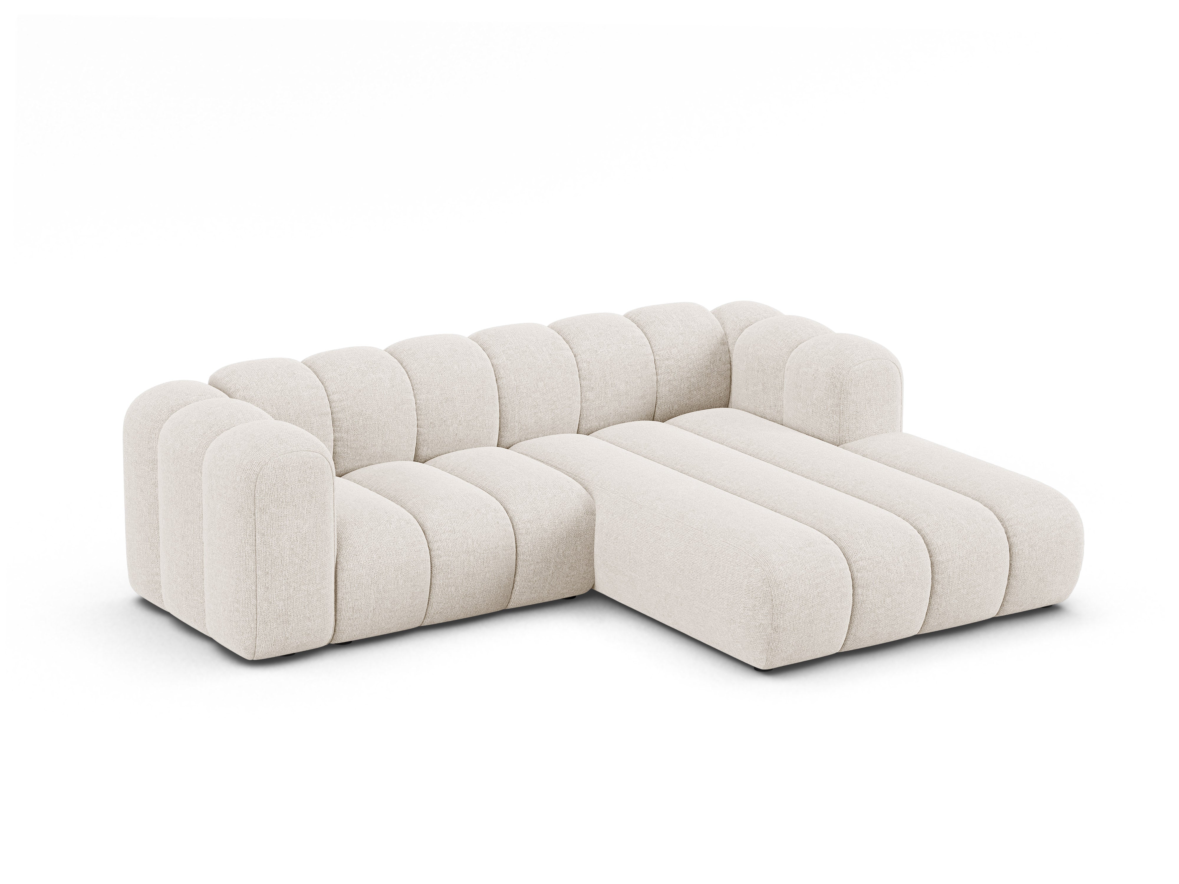 Right-facing 3-seater corner sofa LUPINE light beige chenille