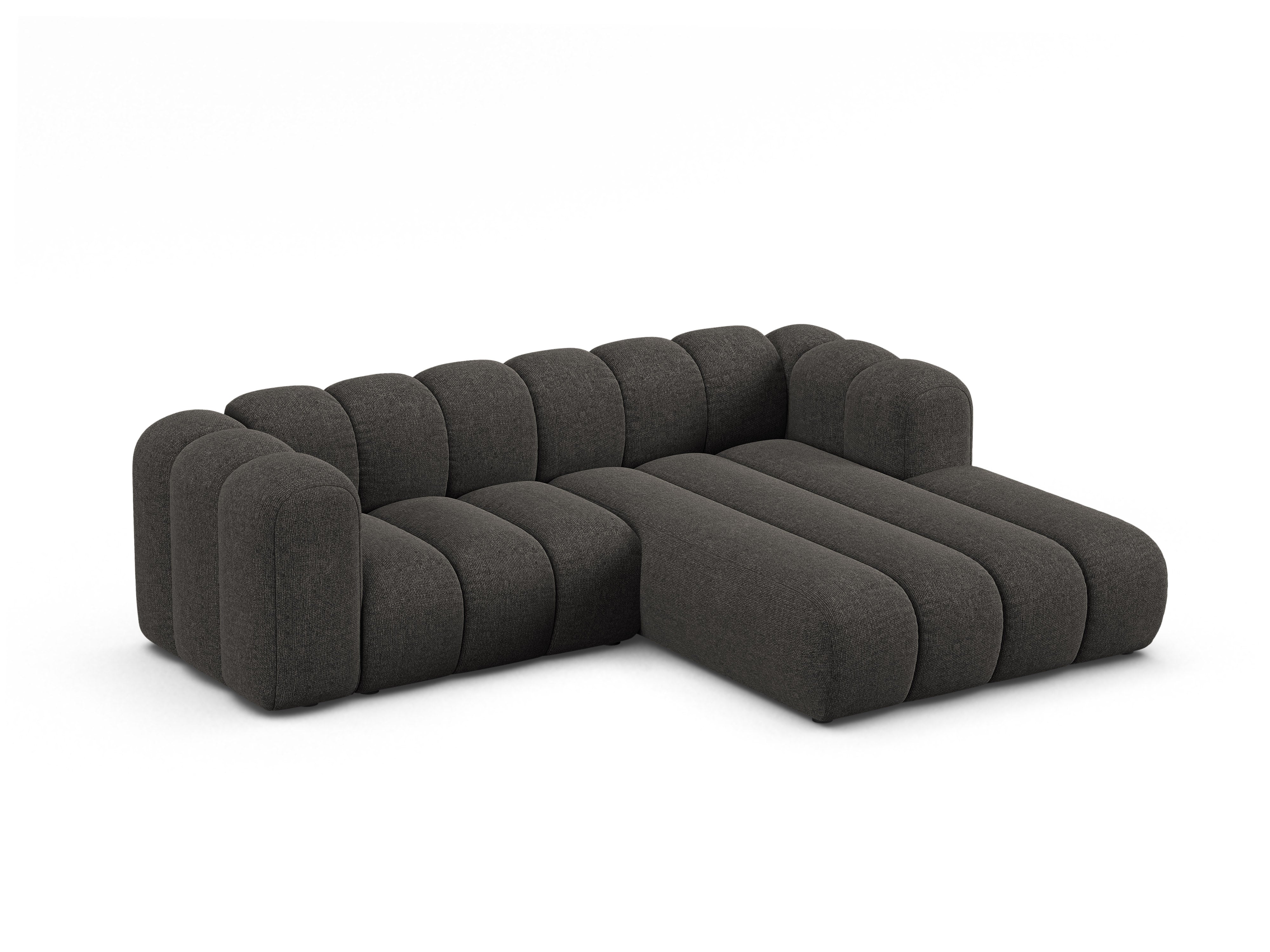 Right-facing 3-seater Corner Sofa LUPINE gray chenille