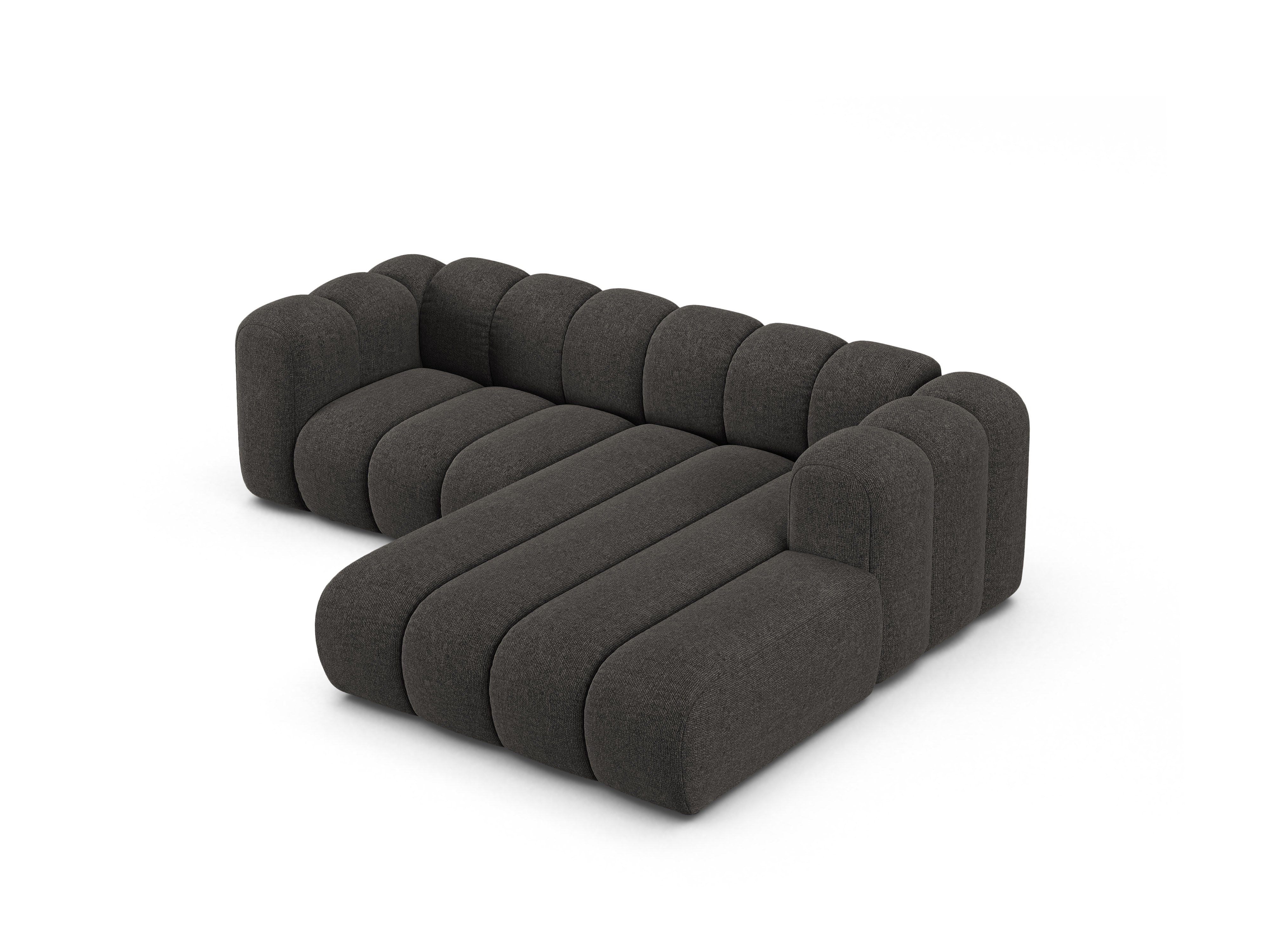 Right-facing 3-seater Corner Sofa LUPINE gray chenille