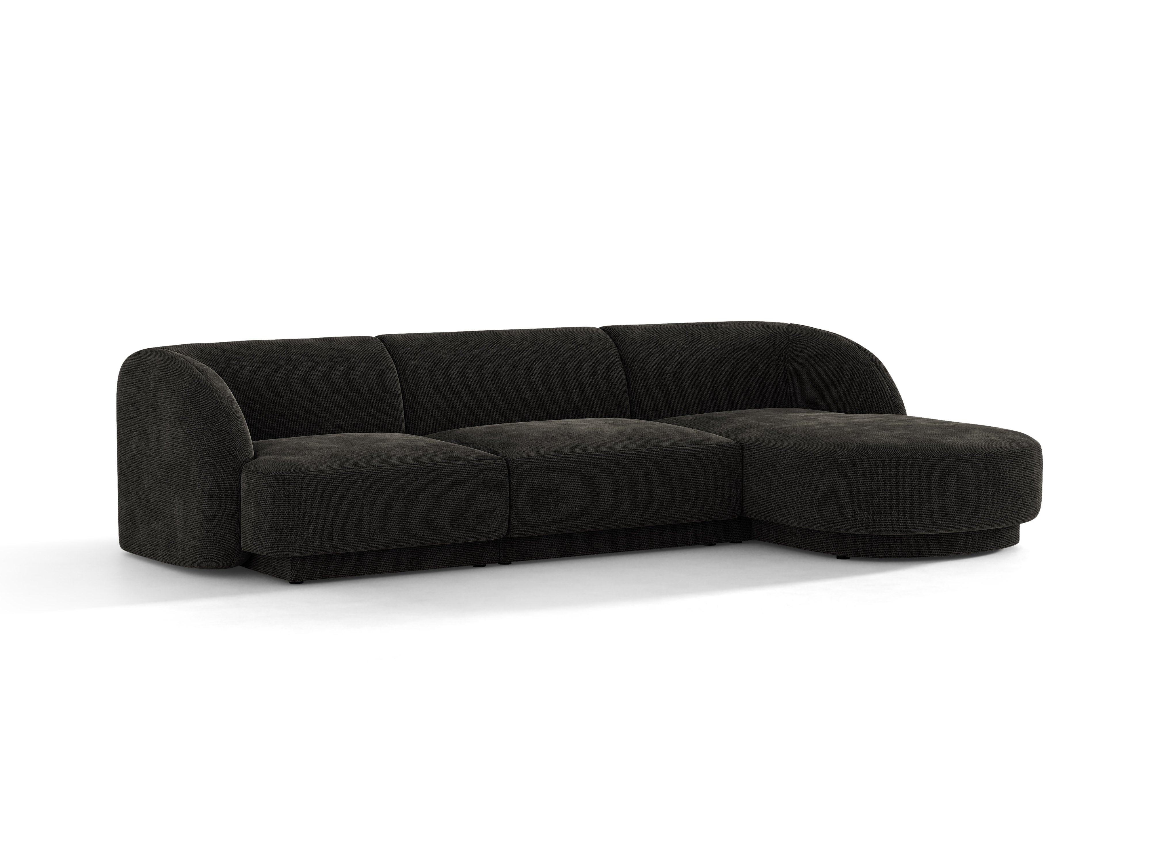 Narożnik 4-osobowy prawostronny MILEY czarny szenil – sofa narożna