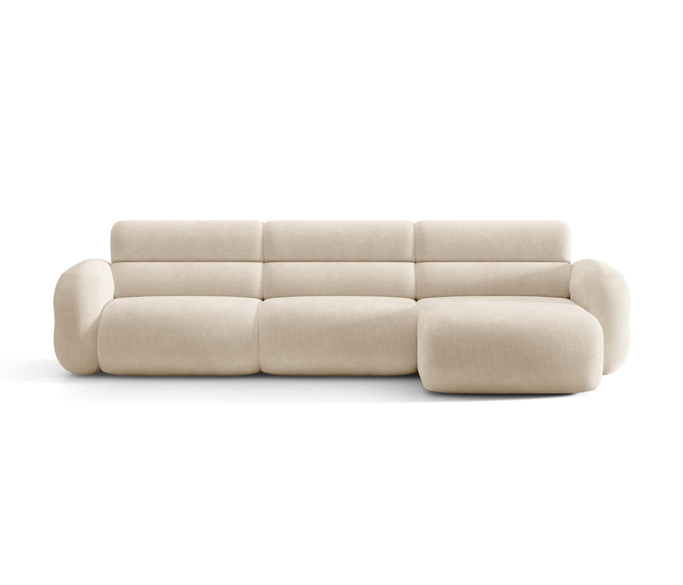 Right-facing corner sofa NEO in light beige chenille