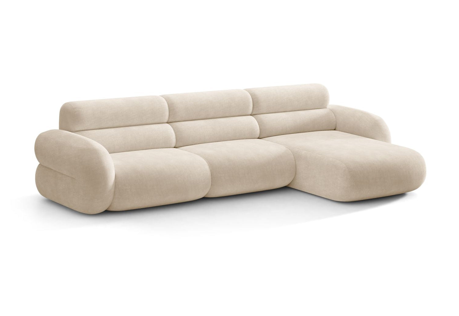 Right-facing corner sofa NEO in light beige chenille