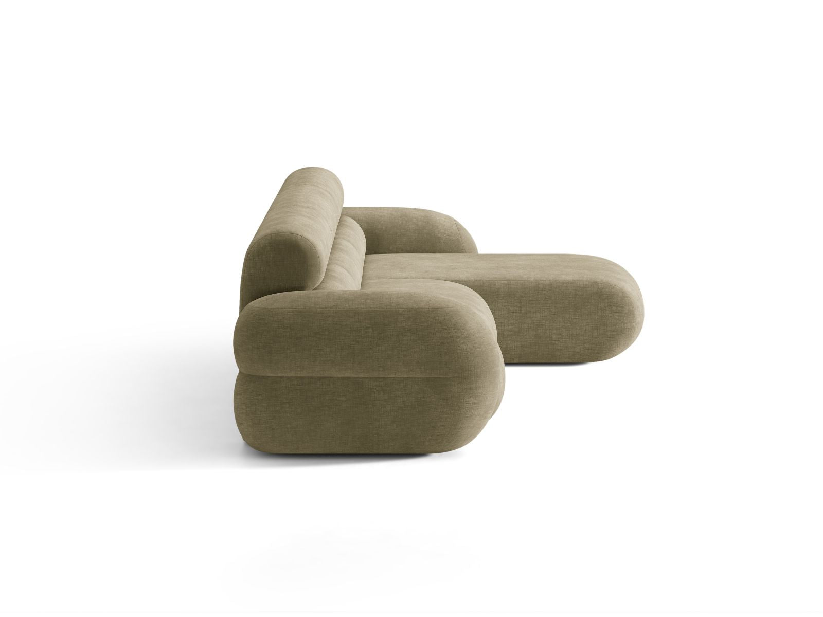 Right-facing NEO corner sofa in olive chenille
