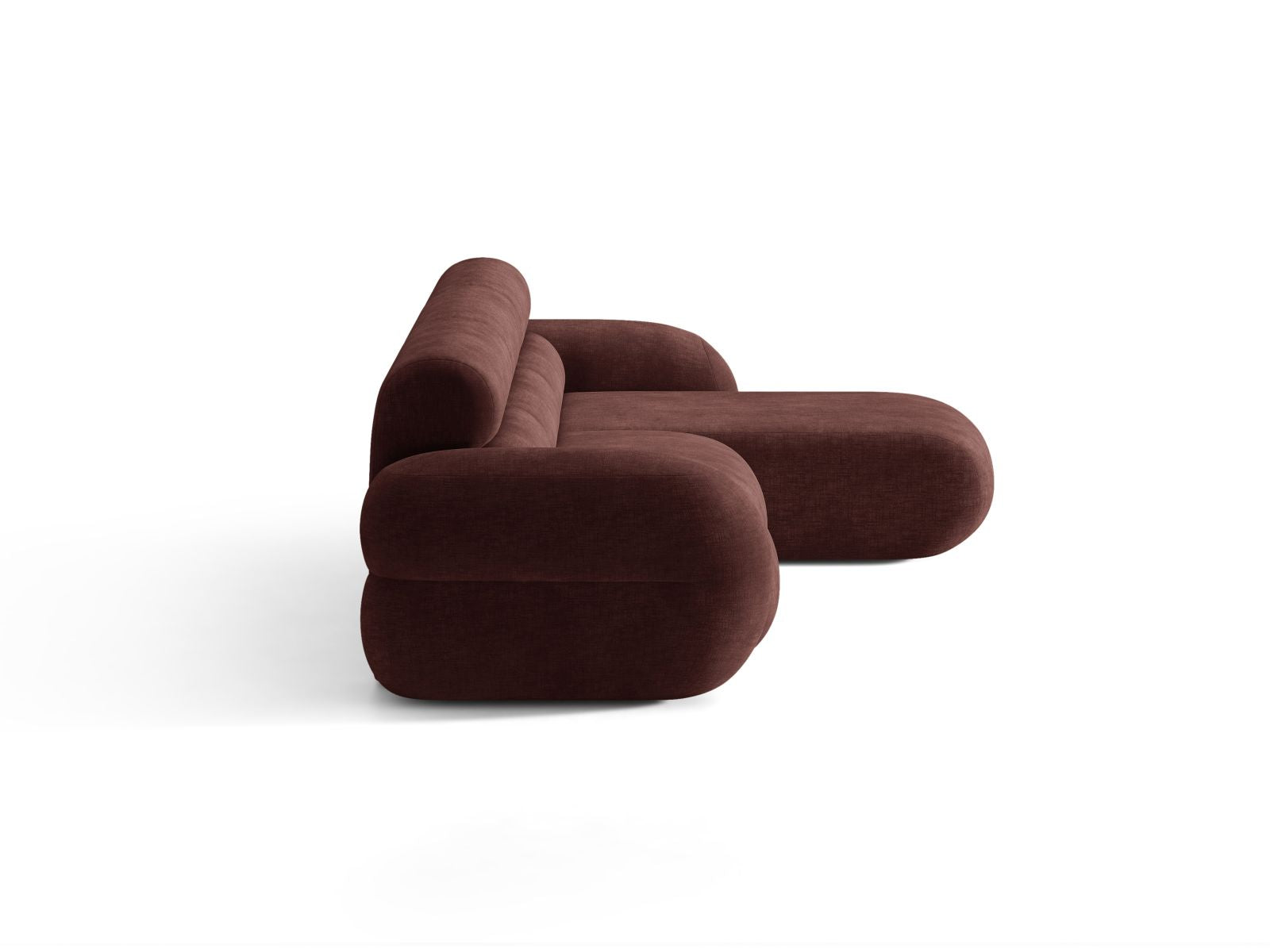 Right-facing NEO corner sofa in cherry chenille